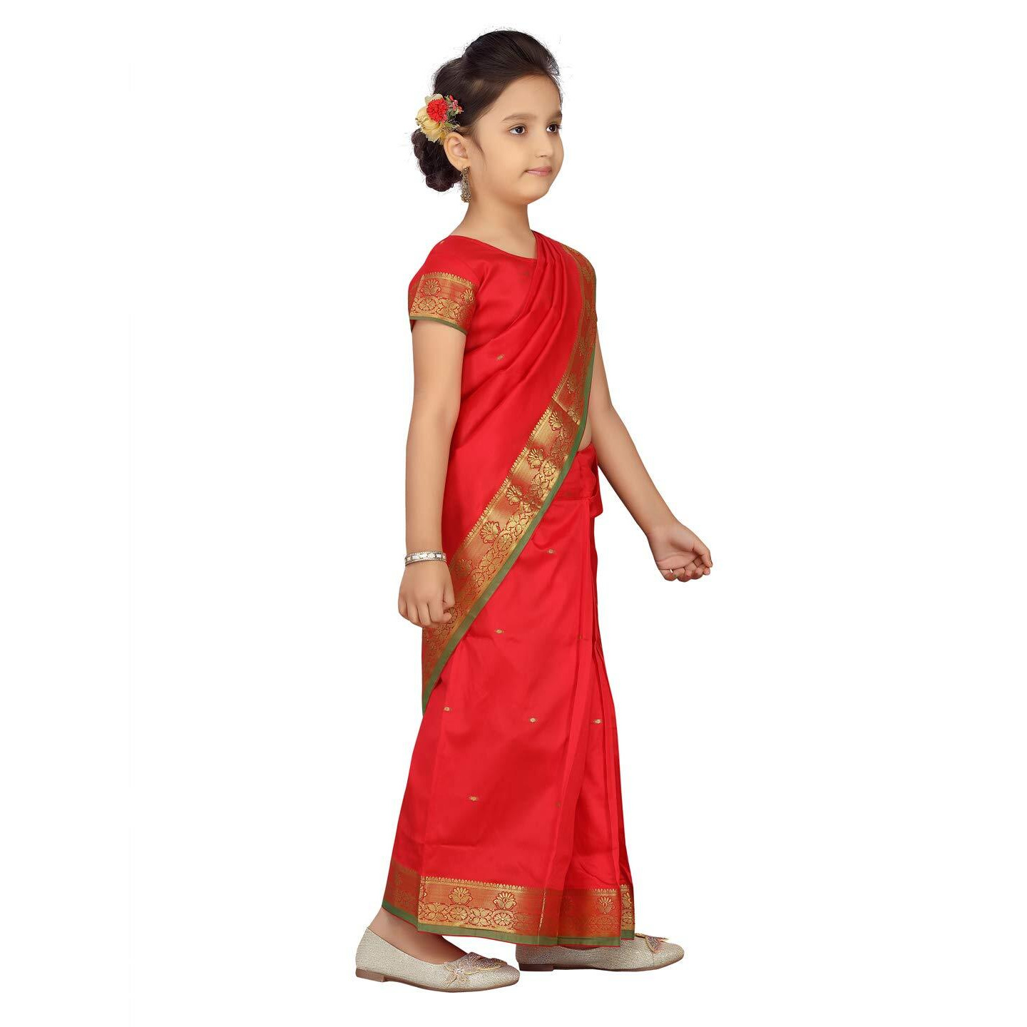 Aarika silk Girls Red Colour Saree (Sr-20690-Red-16)