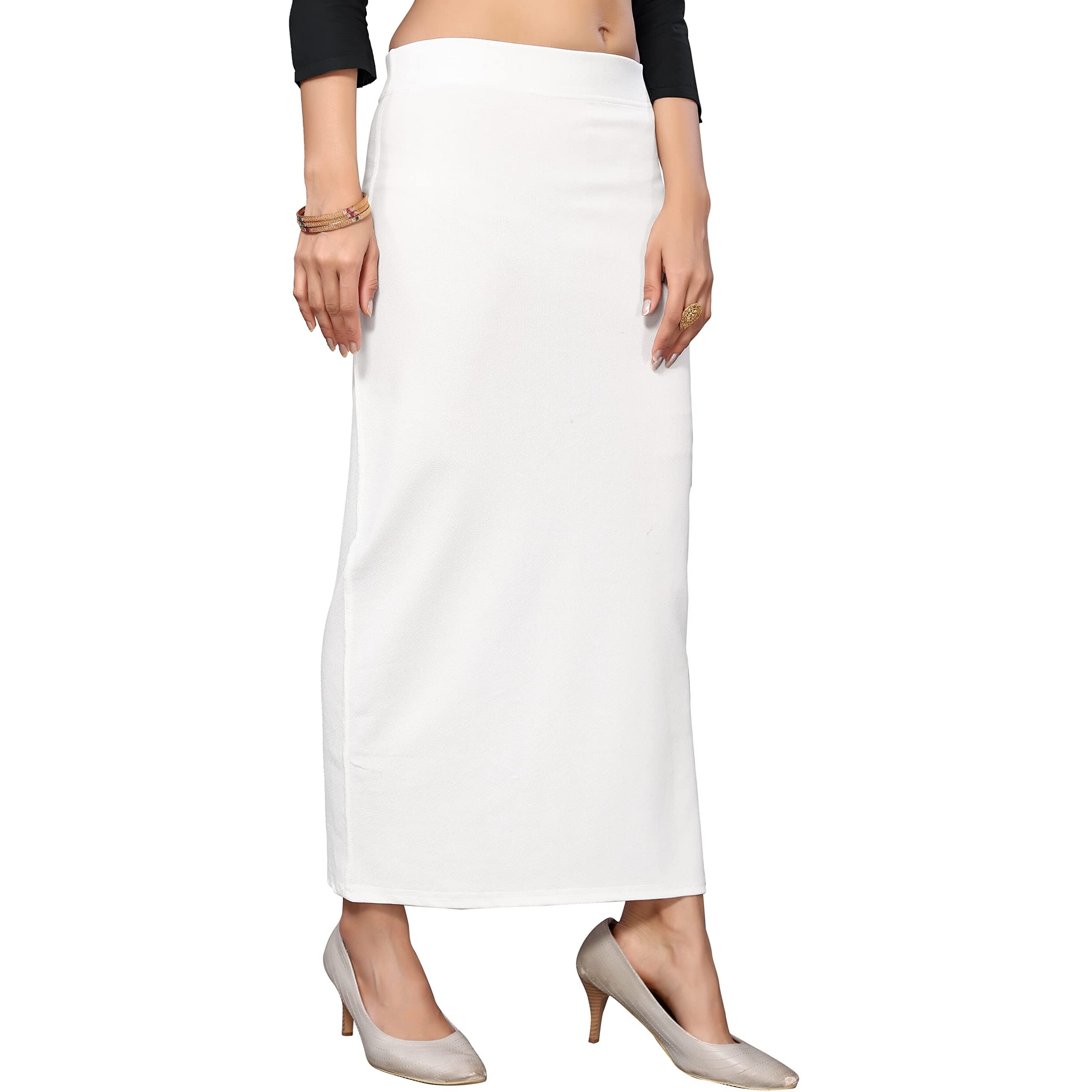 Yashika Womens Full Elastic Lycra Blend Saree Shapewear Petticoat(SDPL-Shape White-S)
