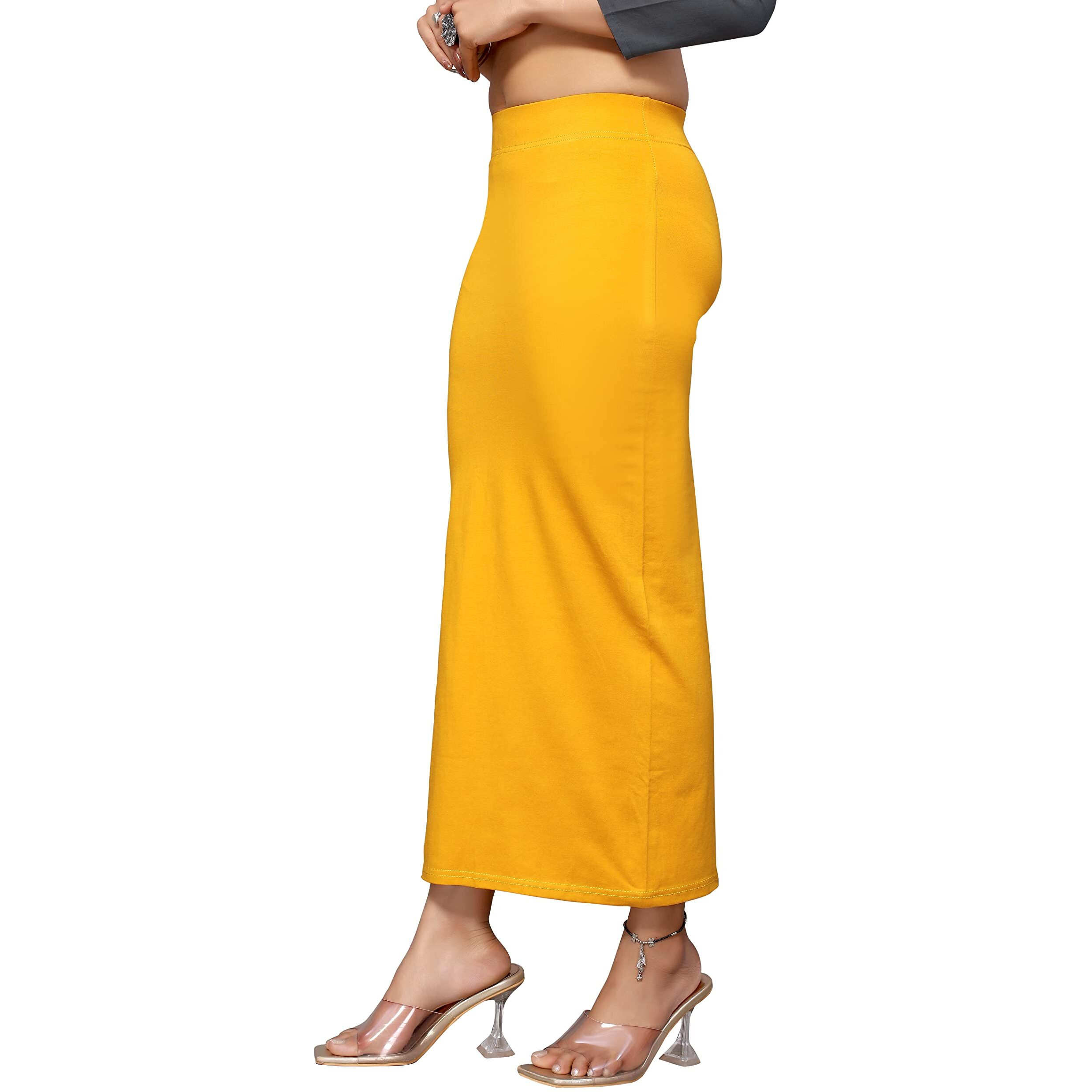 Yashika Womens Full Elastic Lycra Blend Saree Shapewear Petticoat(SDPL-Shape Yellow-S)