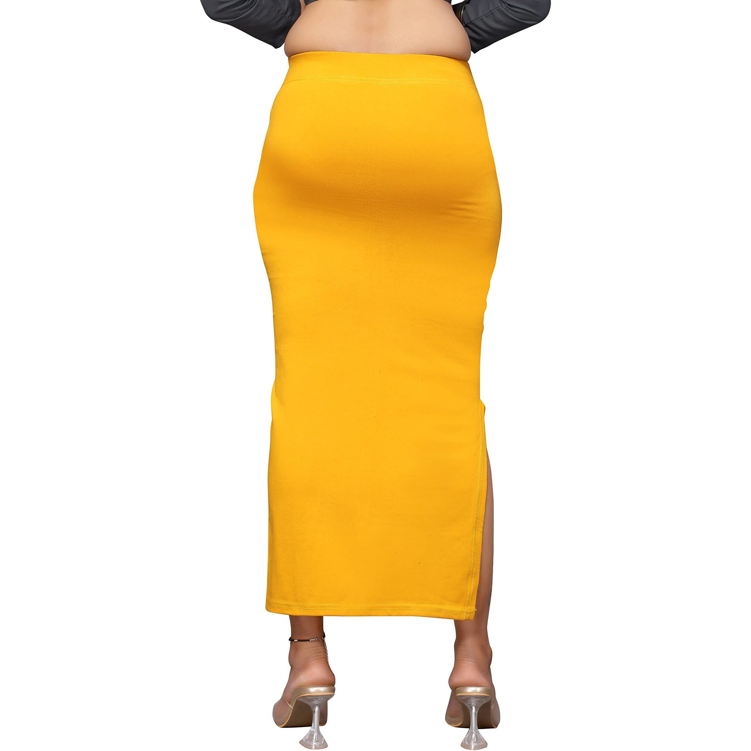 Yashika Womens Full Elastic Lycra Blend Saree Shapewear Petticoat(SDPL-Shape Yellow-S)