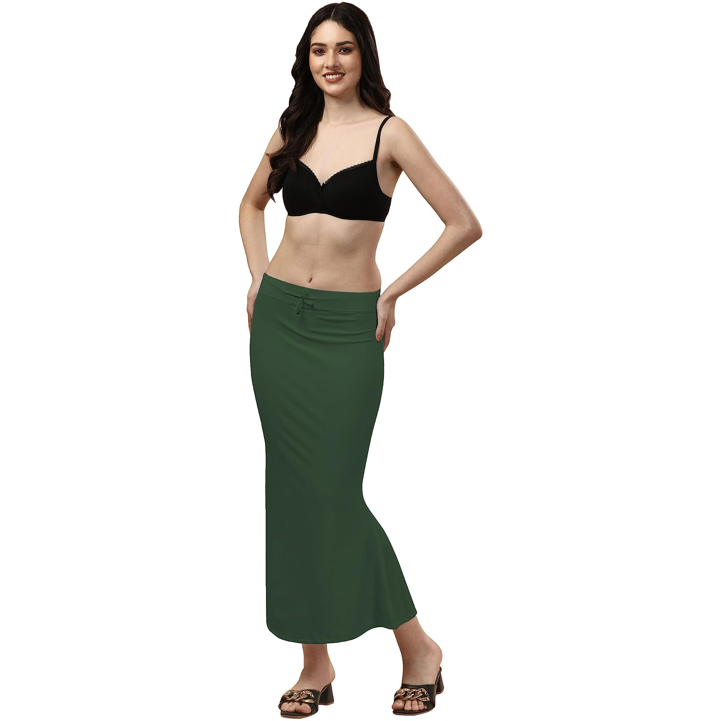 Lycra Saree Shapewear | Petticoat for Women | Cotton Blended Shapewear | Petticoat | Skirts for Women | Shape Wear Dress for Saree Bottle Green