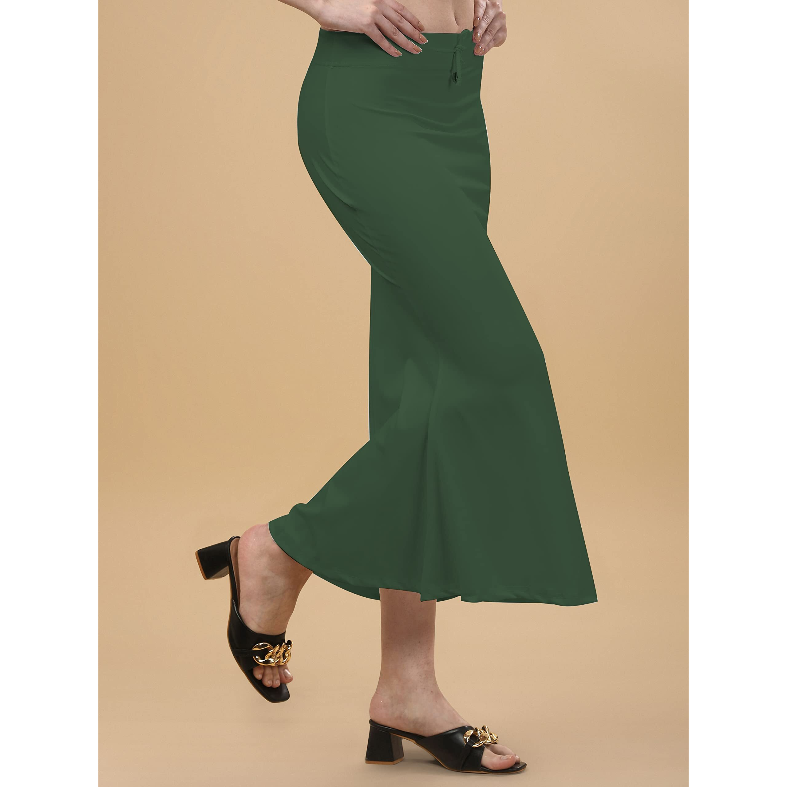 Lycra Saree Shapewear | Petticoat for Women | Cotton Blended Shapewear | Petticoat | Skirts for Women | Shape Wear Dress for Saree Bottle Green