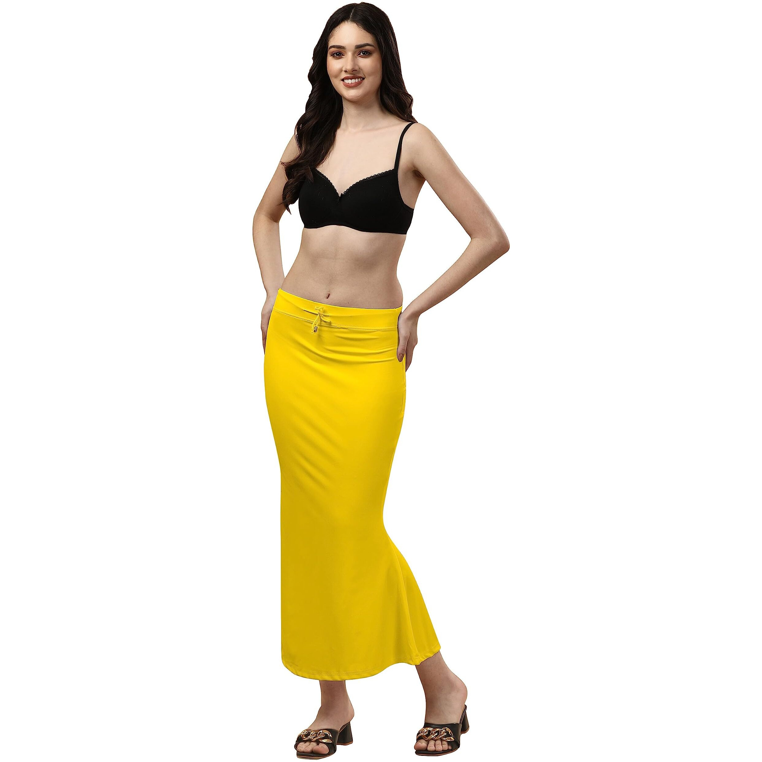 Lycra Saree Shapewear | Petticoat for Women | Cotton Blended Shapewear | Petticoat | Skirts for Women | Shape Wear Dress for Saree Yellow