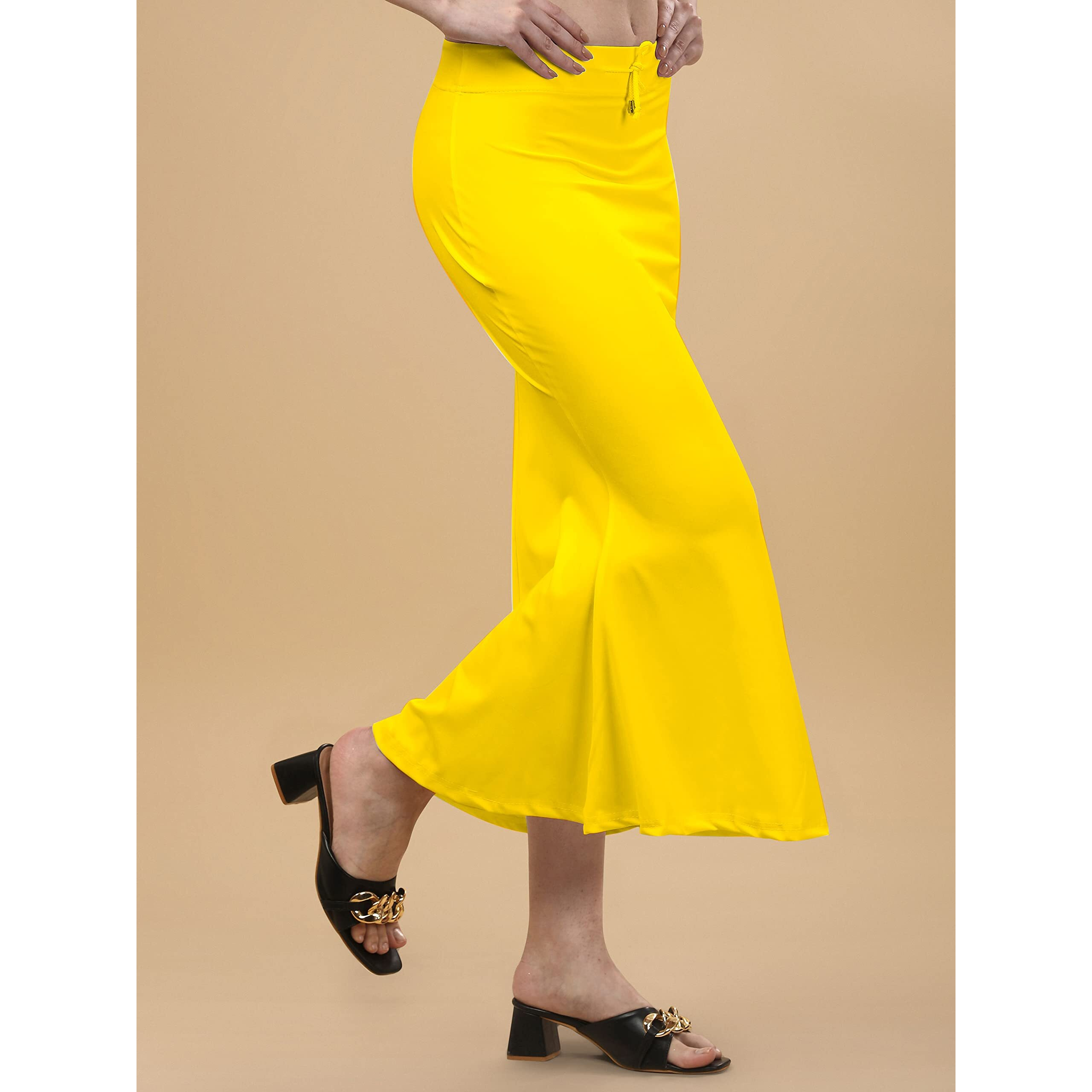 Lycra Saree Shapewear | Petticoat for Women | Cotton Blended Shapewear | Petticoat | Skirts for Women | Shape Wear Dress for Saree Yellow