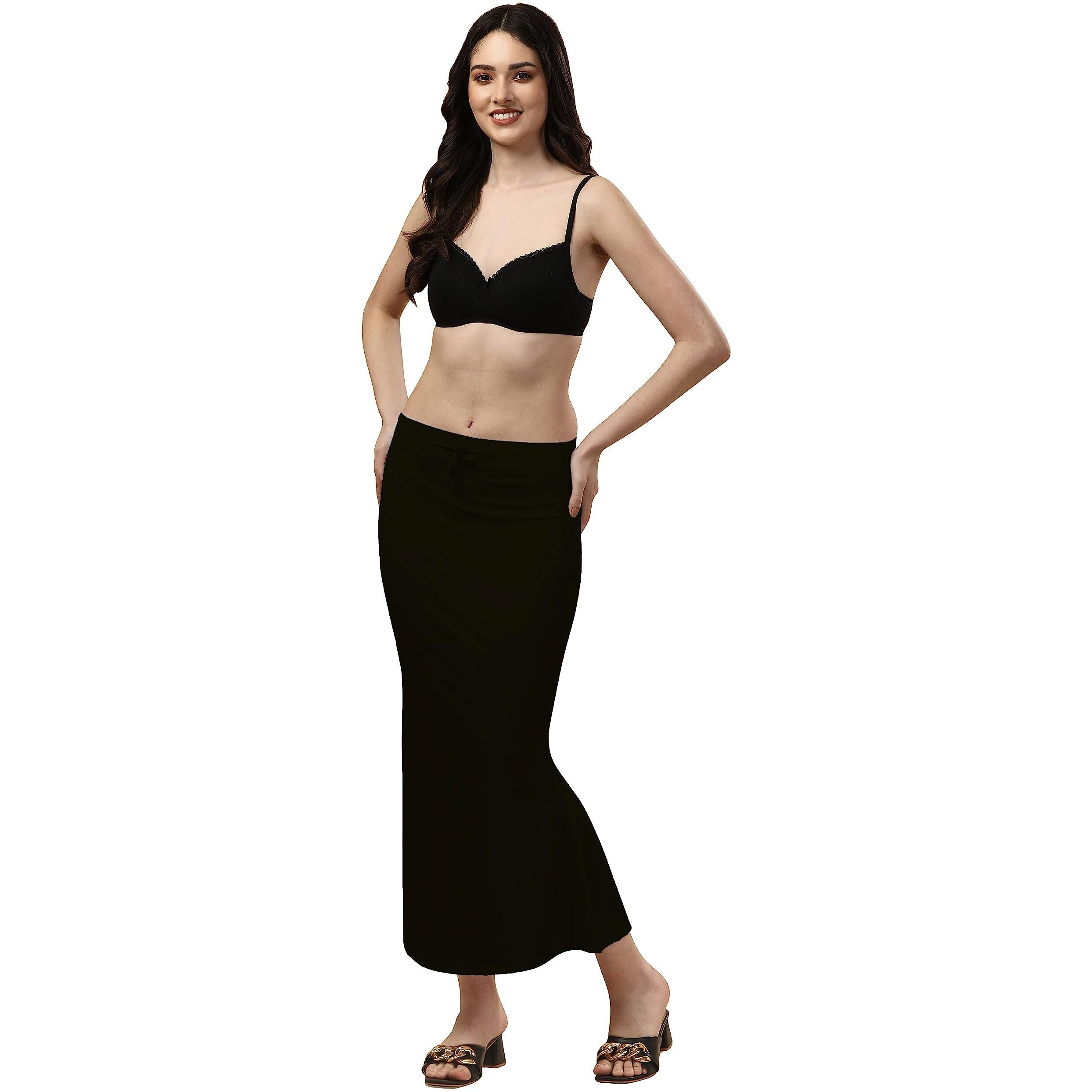 Lycra Saree Shapewear | Petticoat for Women | Cotton Blended Shapewear | Petticoat | Skirts for Women | Shape Wear Dress for Saree Black