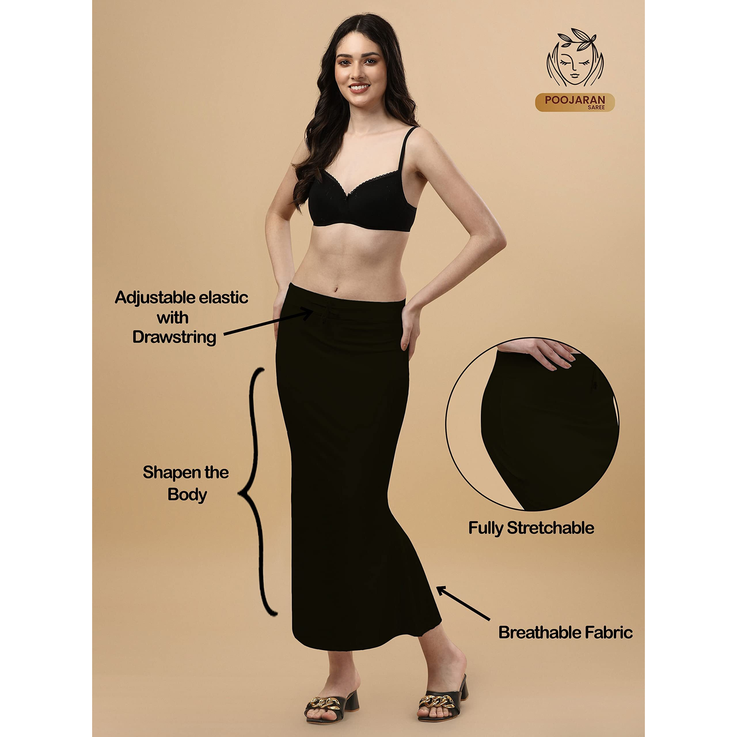 Lycra Saree Shapewear | Petticoat for Women | Cotton Blended Shapewear | Petticoat | Skirts for Women | Shape Wear Dress for Saree Black