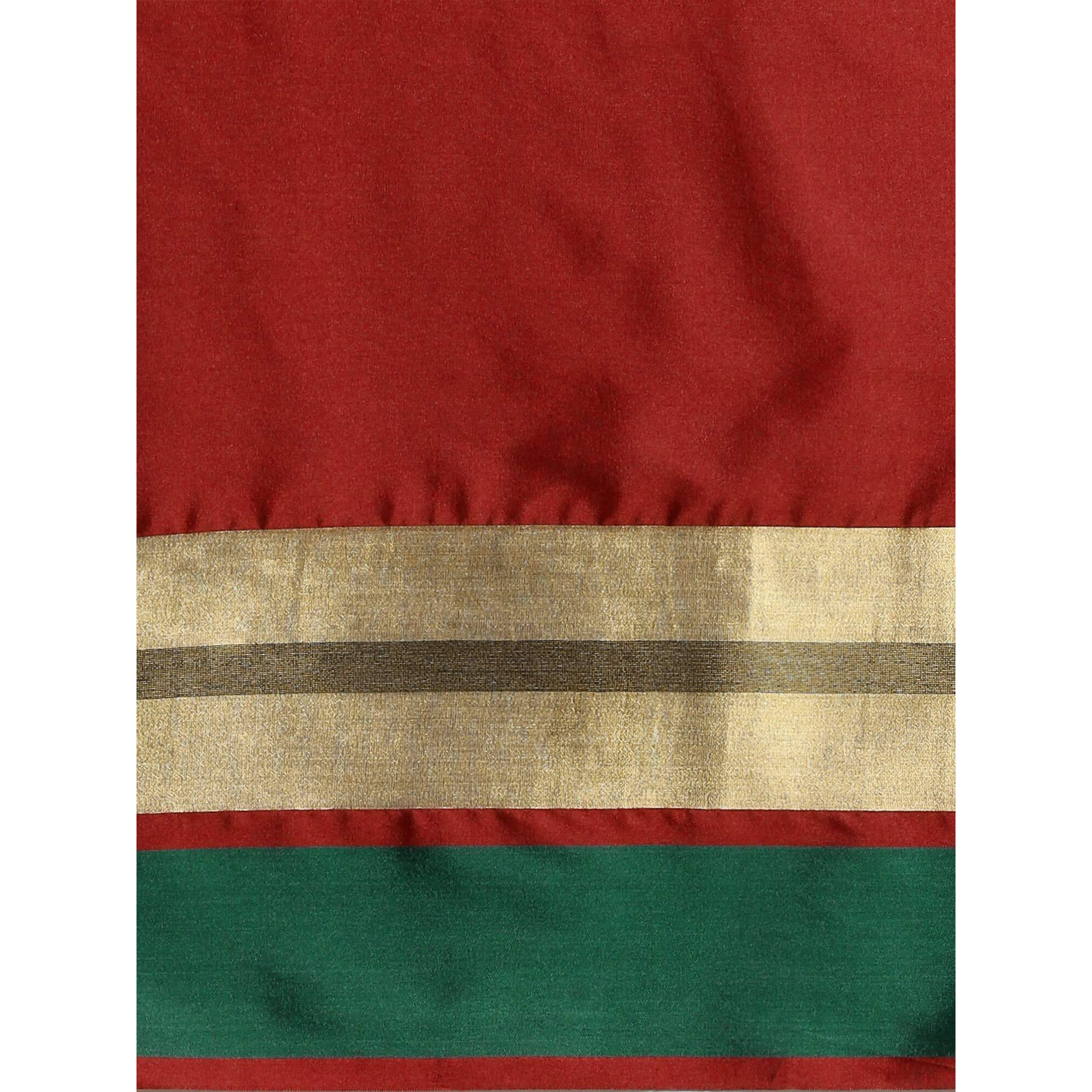 SAREE MALL Womens Silk and Cotton Saree with Blouse Piece (8AURA8003_M_Red)