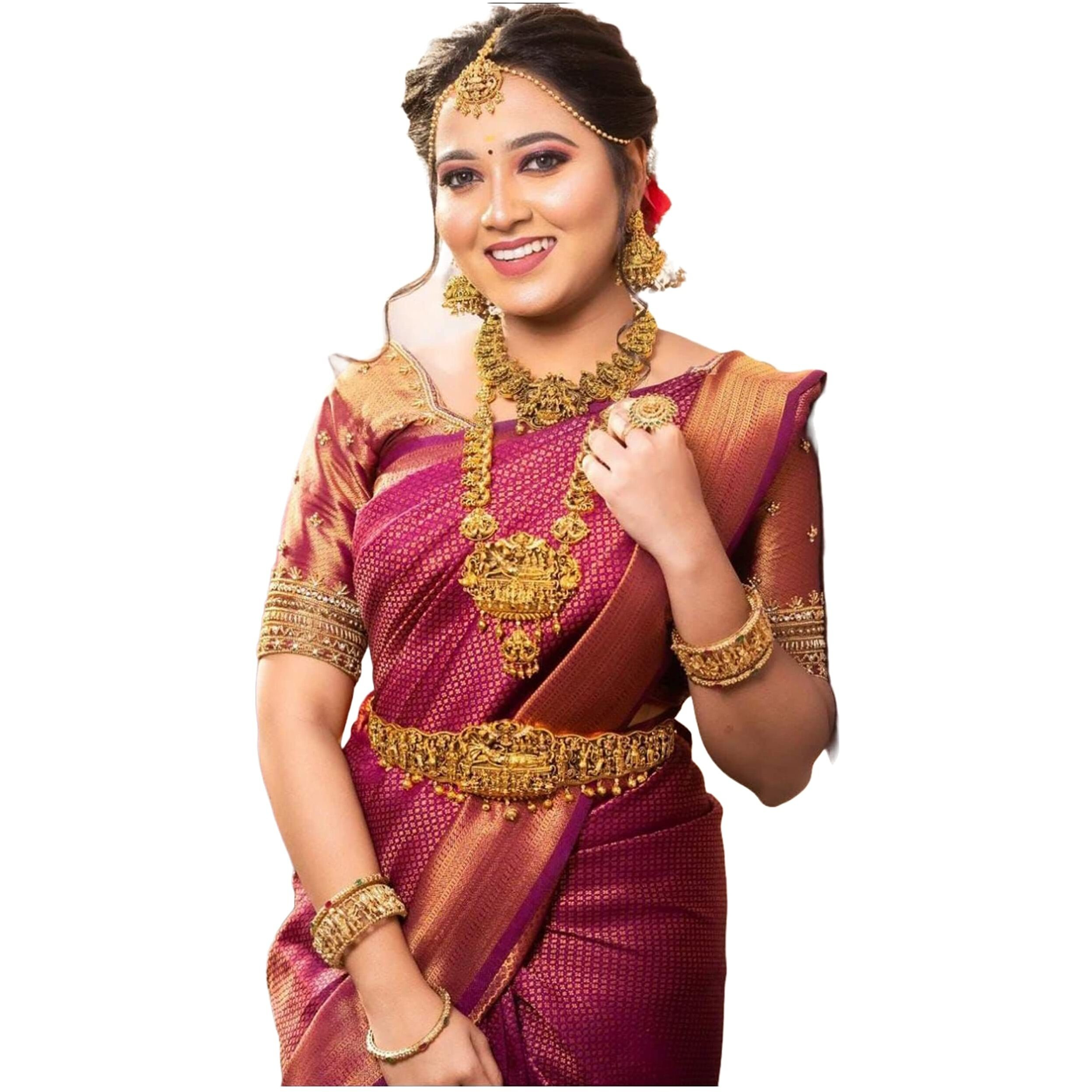SGF11 Womens Kanjivaram Soft Silk Saree With Blouse Piece (Maroon)
