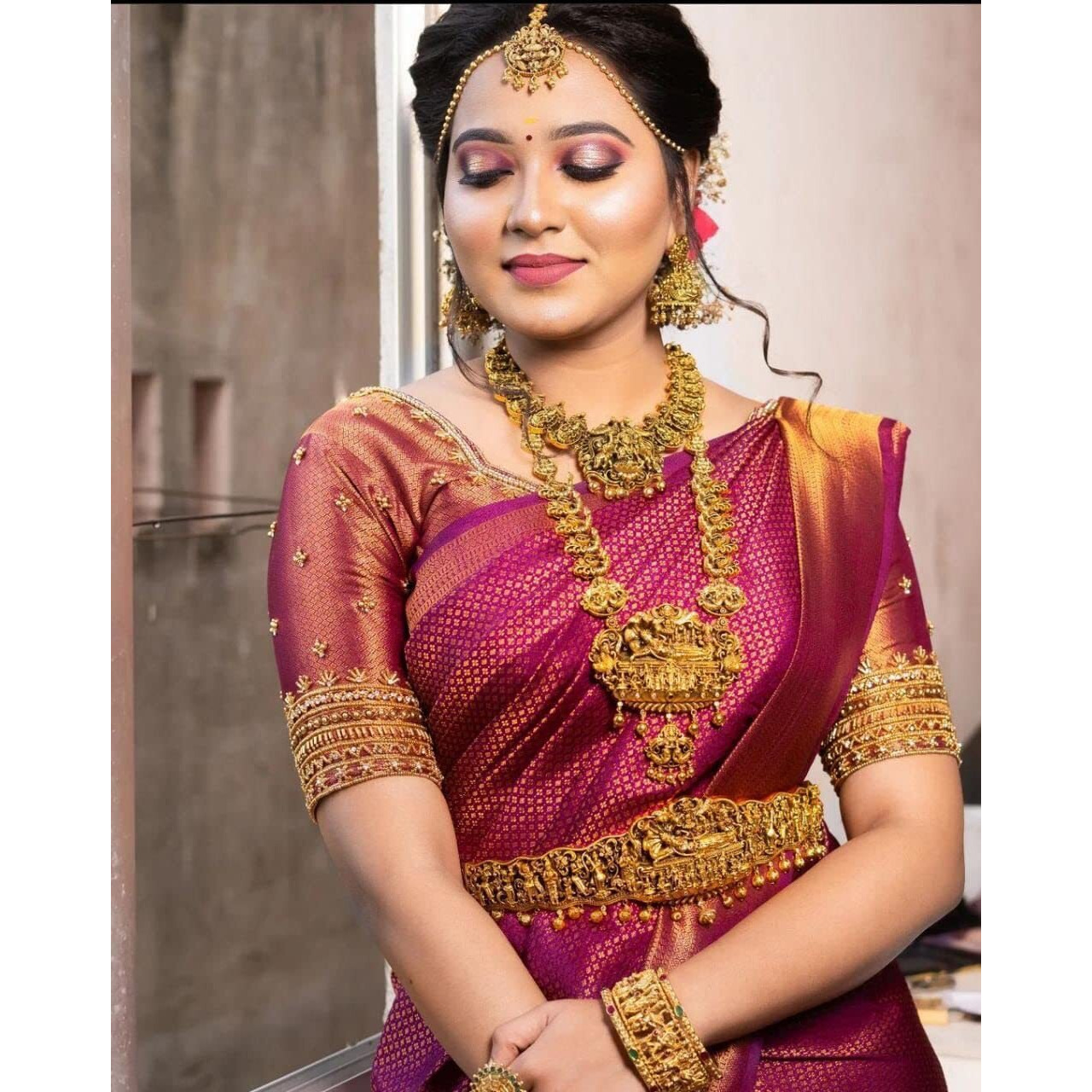 SGF11 Womens Kanjivaram Soft Silk Saree With Blouse Piece (Maroon)