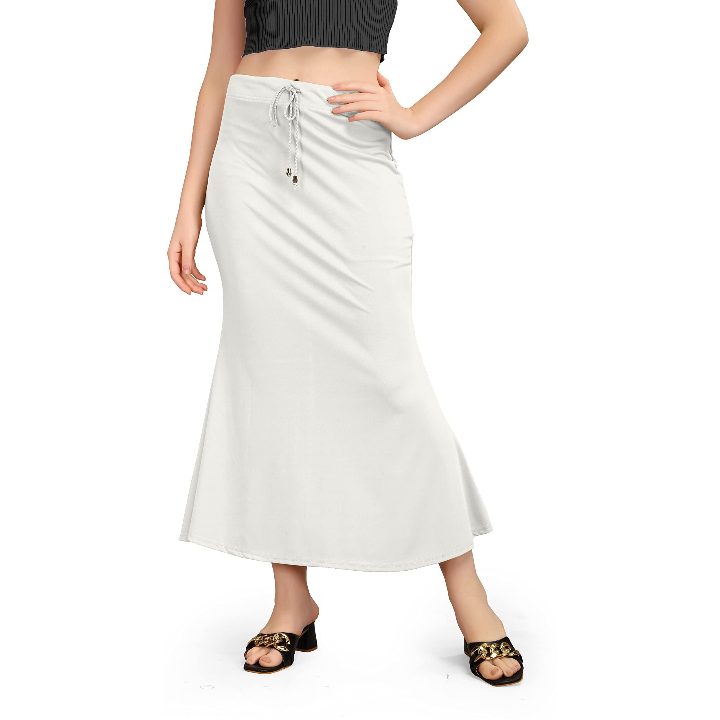Mogsa Lycra Fishcut Saree Shapewear Petticoat for Women, Shapers for Womens Sarees (XX-Large, White)