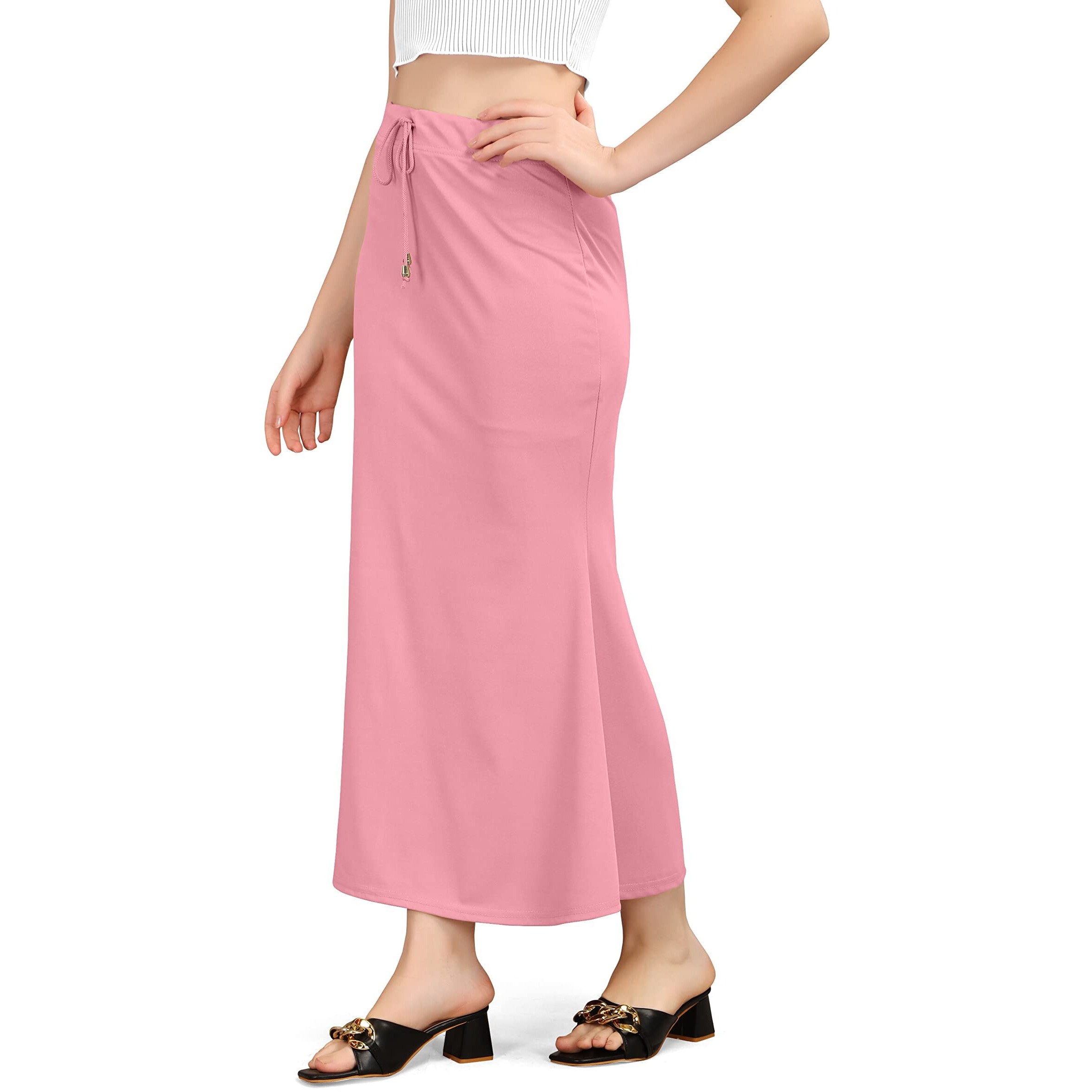Mogsa Lycra Fishcut Saree Shapewear Petticoat for Women, Shapers for Womens Sarees (2XL, Baby Pink)