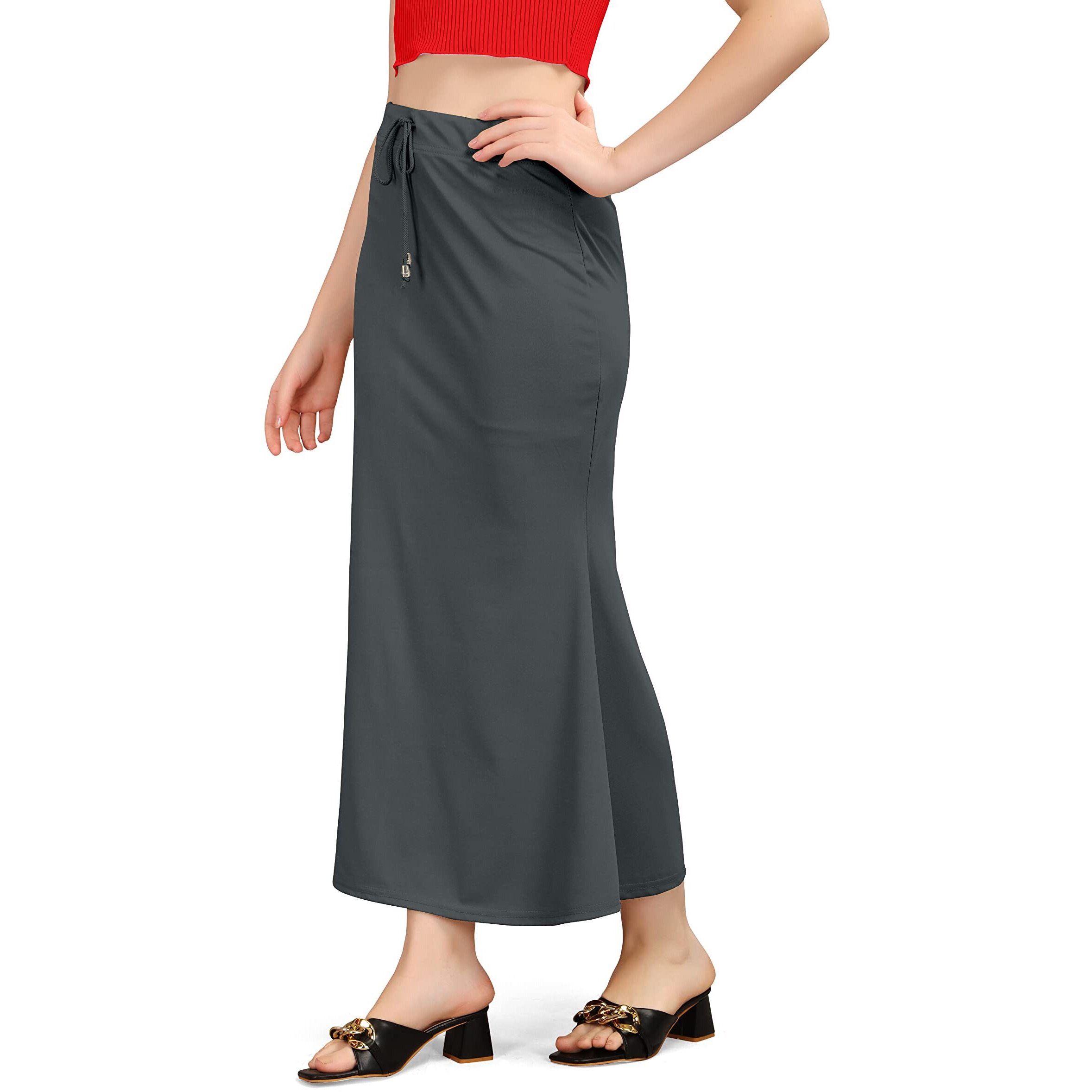Mogsa Lycra Fishcut Saree Shapewear Petticoat for Women, Shapers for Womens Sarees (S, Grey)