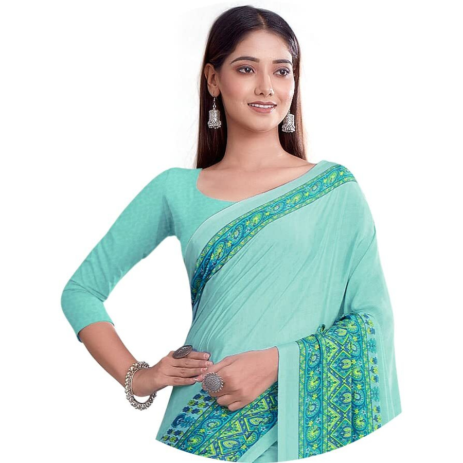Jaanvi fashion Womens Crepe Saree With Unstitched Blouse Piece(pearl-silk-9003-a)