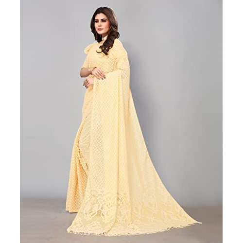 Yashika Womens Jacquard Net Brasso Standard Length (Jaya Cream_Cream02)