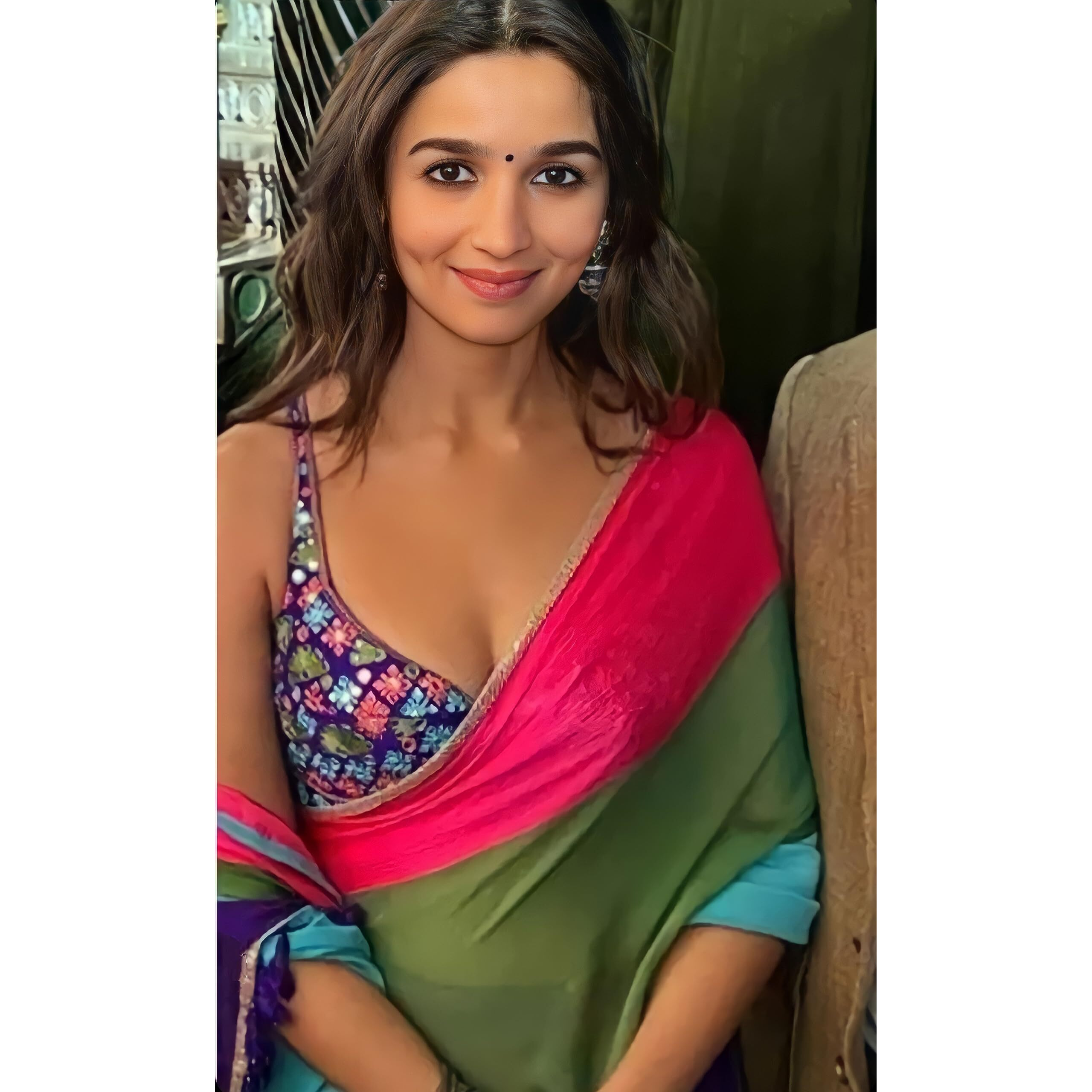 Sidhidata Womens Printed Pure Georgette Saree With Unstitched Blouse Piece (Alia What Jhumkaaa_Multicolour_Free Size)
