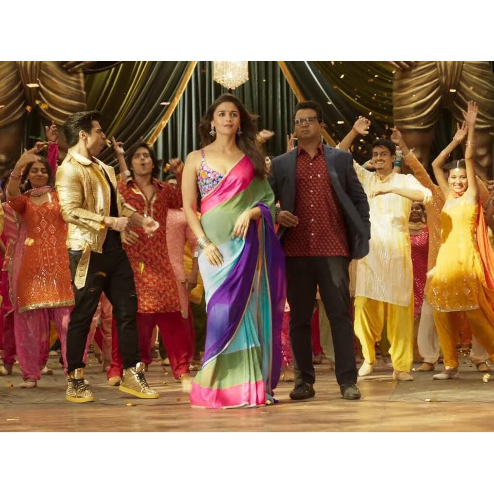 Sidhidata Womens Printed Pure Georgette Saree With Unstitched Blouse Piece (Alia What Jhumkaaa_Multicolour_Free Size)