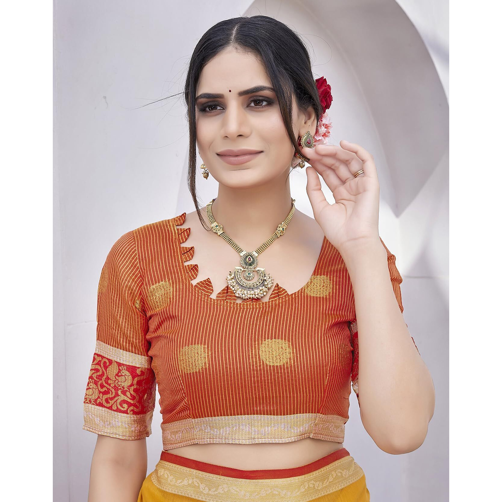 Yashika Womens Georgette Saree Printed Saree With Unstitched Blouse Material - Suitable For All Indian Occasions and Festivals (AZ-YS-OG-HALDI YELLOW)