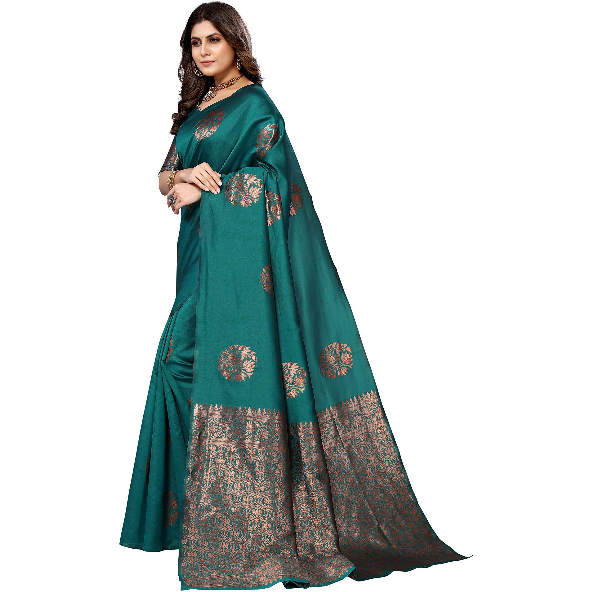 Yashika Womens Banarsi Cotton Silk Standard Length (New MUDRA RAMA