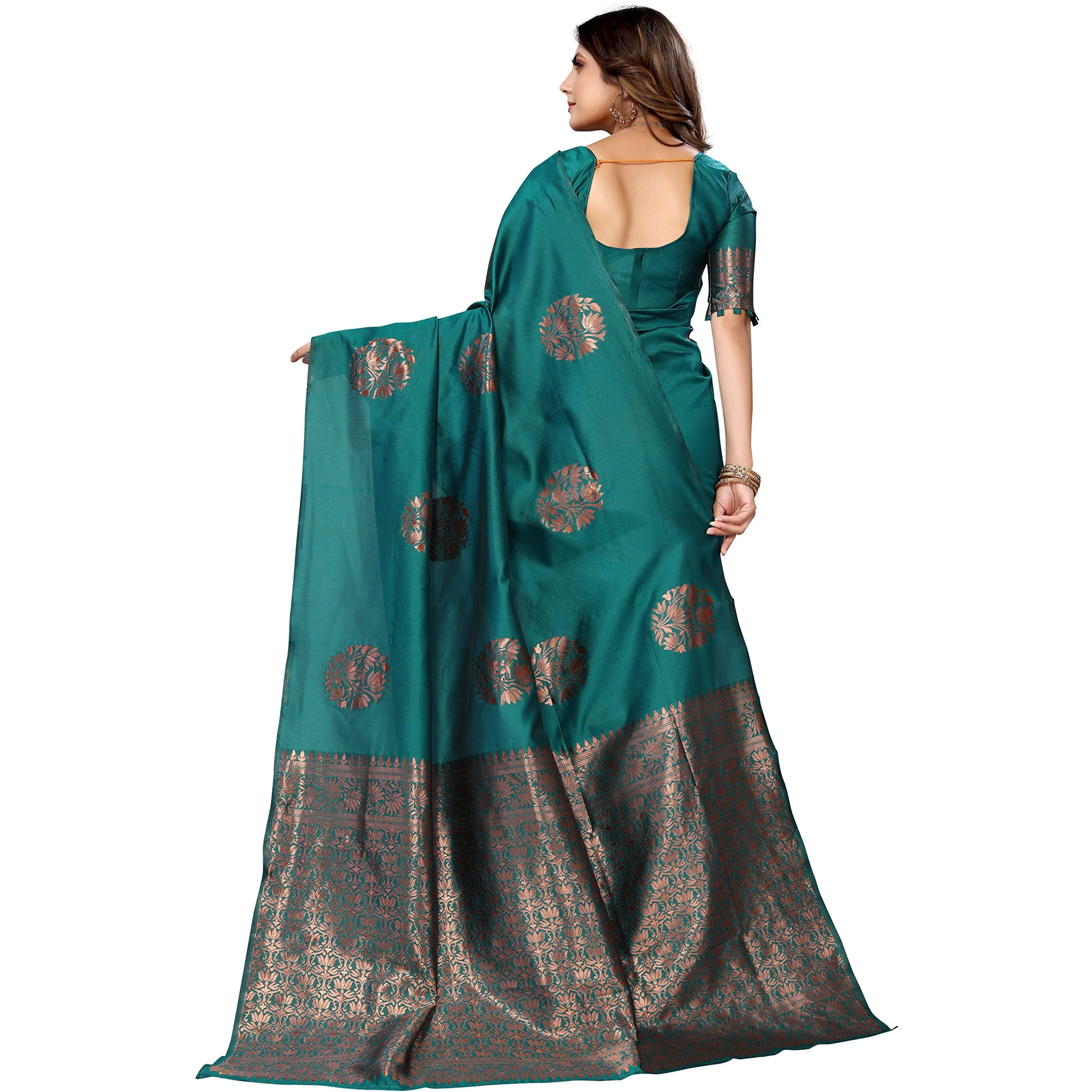 Yashika Womens Banarsi Cotton Silk Standard Length (New MUDRA RAMA