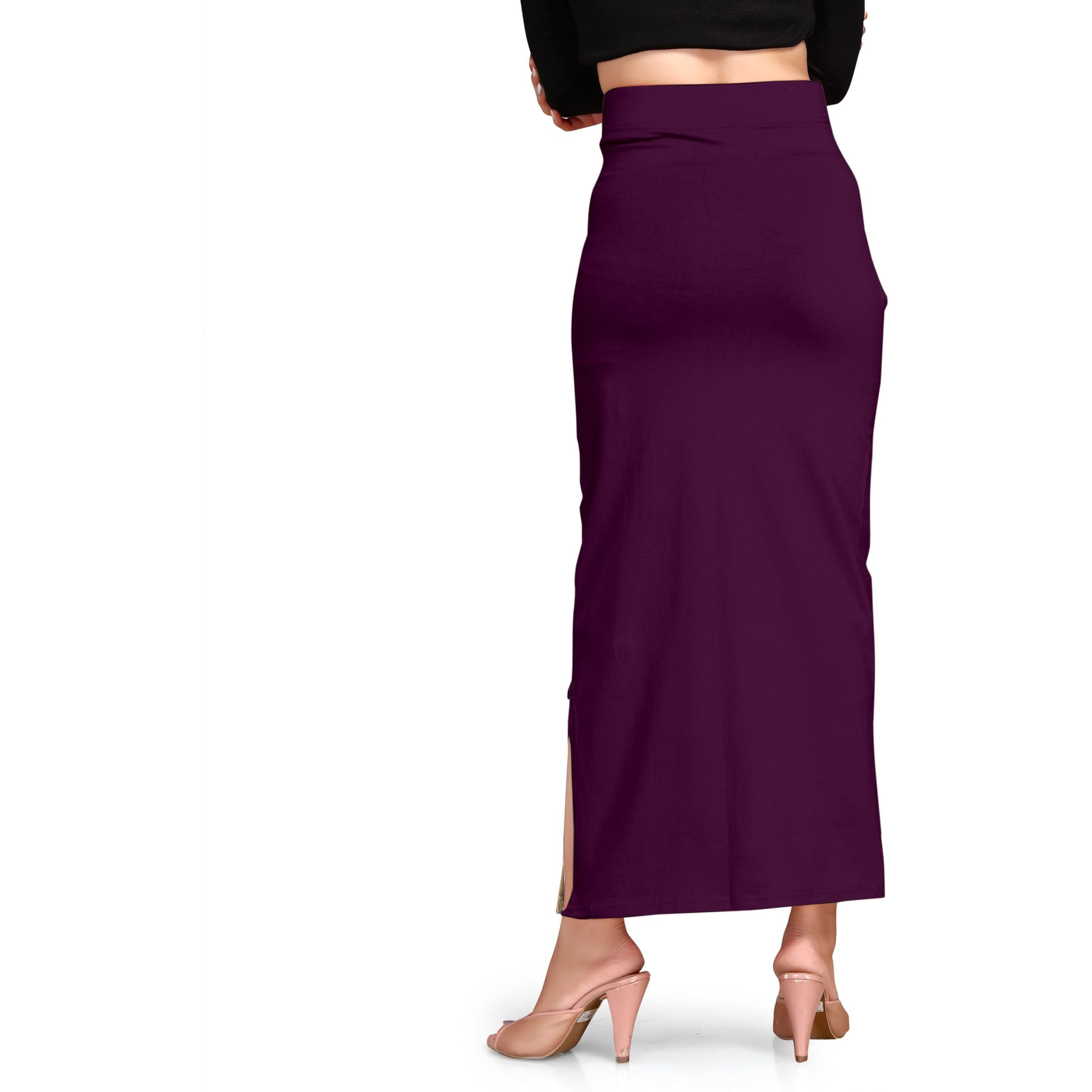 ALYNE Lycra Saree Shapewear Petticoat for Women, Womens Blended Full-Elastic Saree Shapewear (M, WINE)