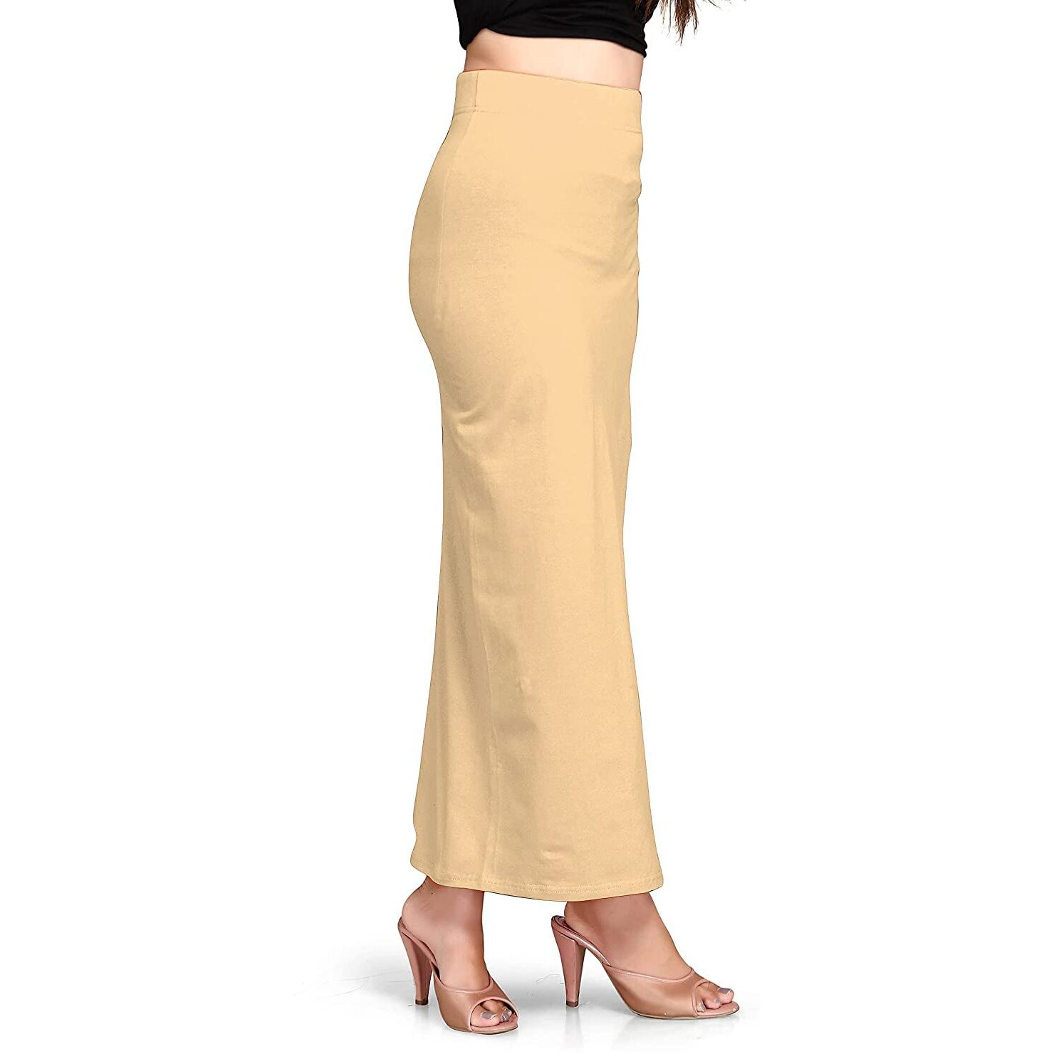 ALYNE Lycra Saree Shapewear Petticoat for Women, Womens Blended Full-Elastic Saree Shapewear (L, BEIGE)