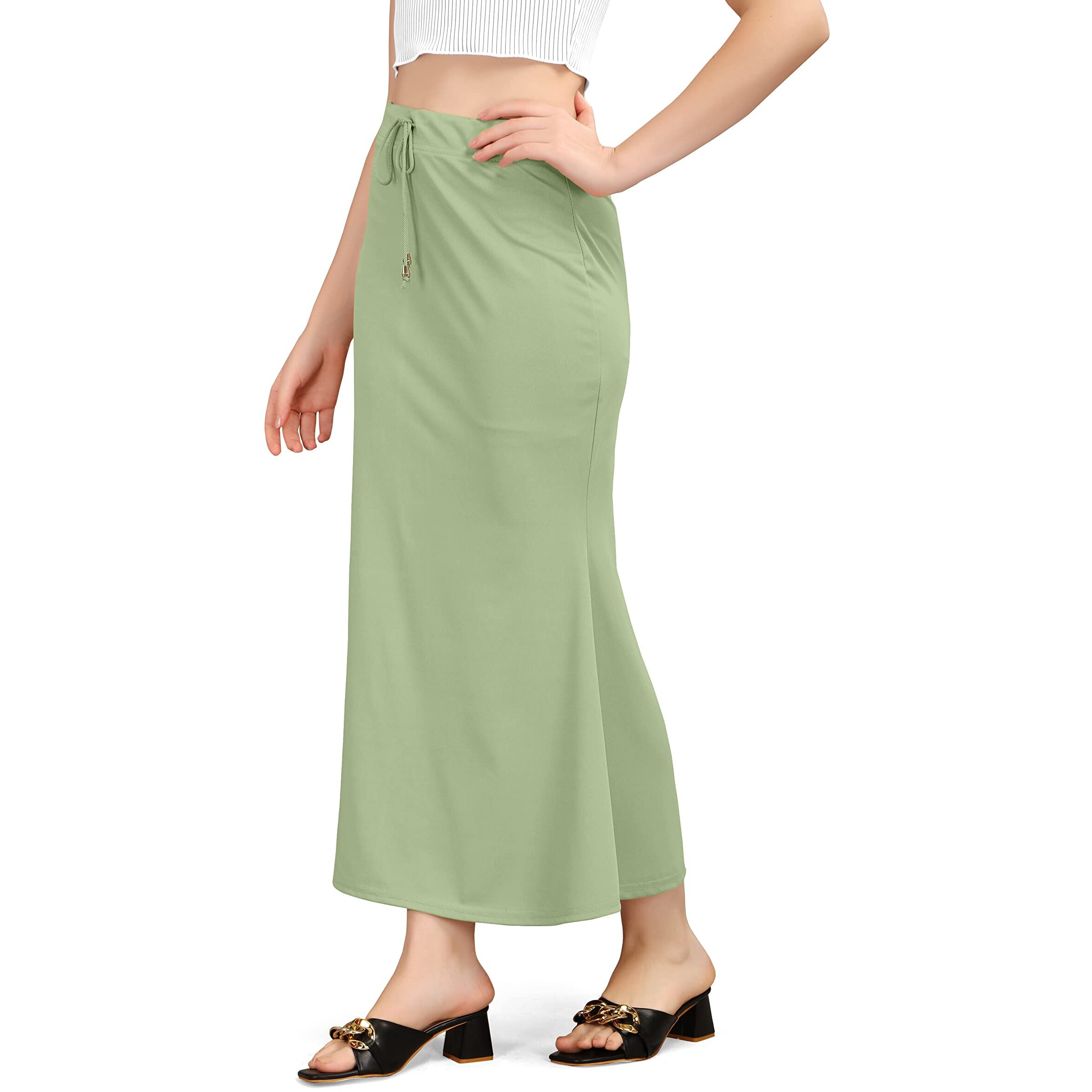 Mogsa Lycra Fishcut Saree Shapewear Petticoat for Women, Shapers for Womens Sarees (4XL, P.Green)