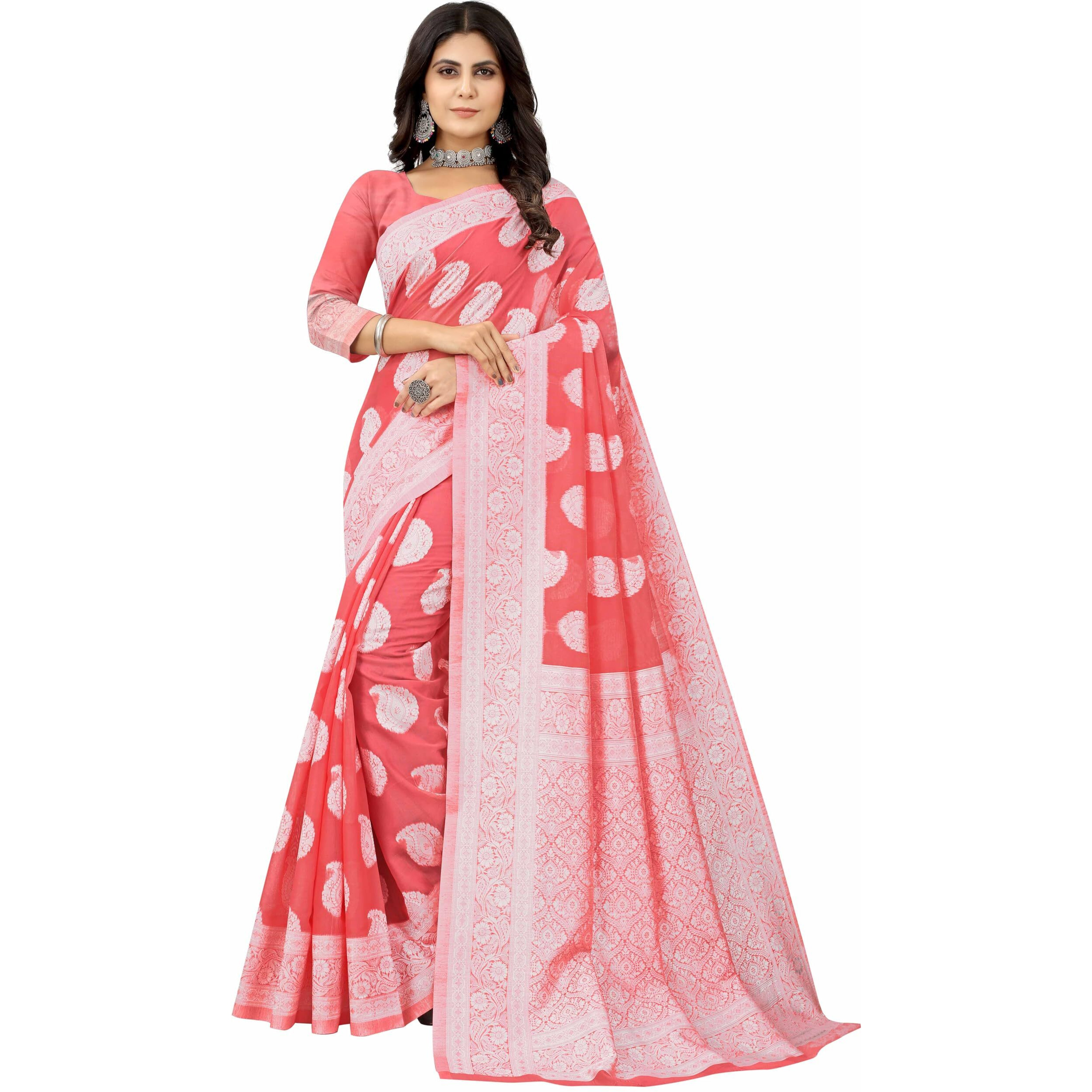 Sugathari Womens Banarasi Saree Pure Kanjivaram Silk Saree Soft new ladies 2023 Design Wear Pattu Sarees Latest Cotton Party Sari collections With Blouse Piece for Wedding sadi (SAM PARI-156 GAJRI)