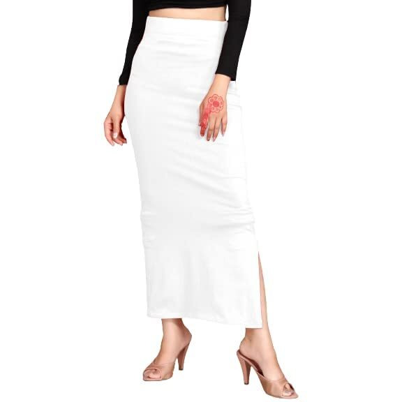 ALYNE Lycra Saree Shapewear Petticoat for Women, Womens Blended Full-Elastic Saree Shapewear (S, WHITE)