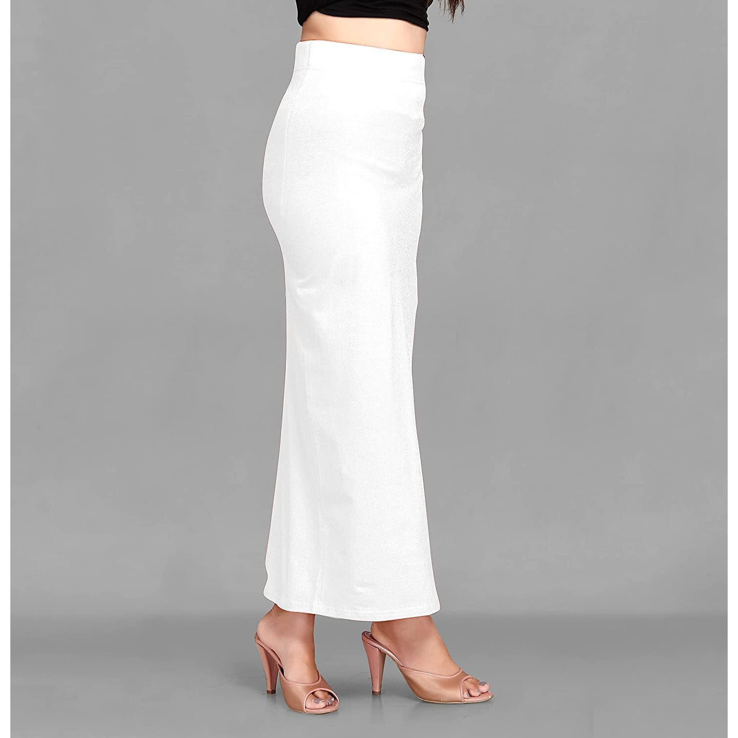 ALYNE Lycra Saree Shapewear Petticoat for Women, Womens Blended Full-Elastic Saree Shapewear (S, WHITE)