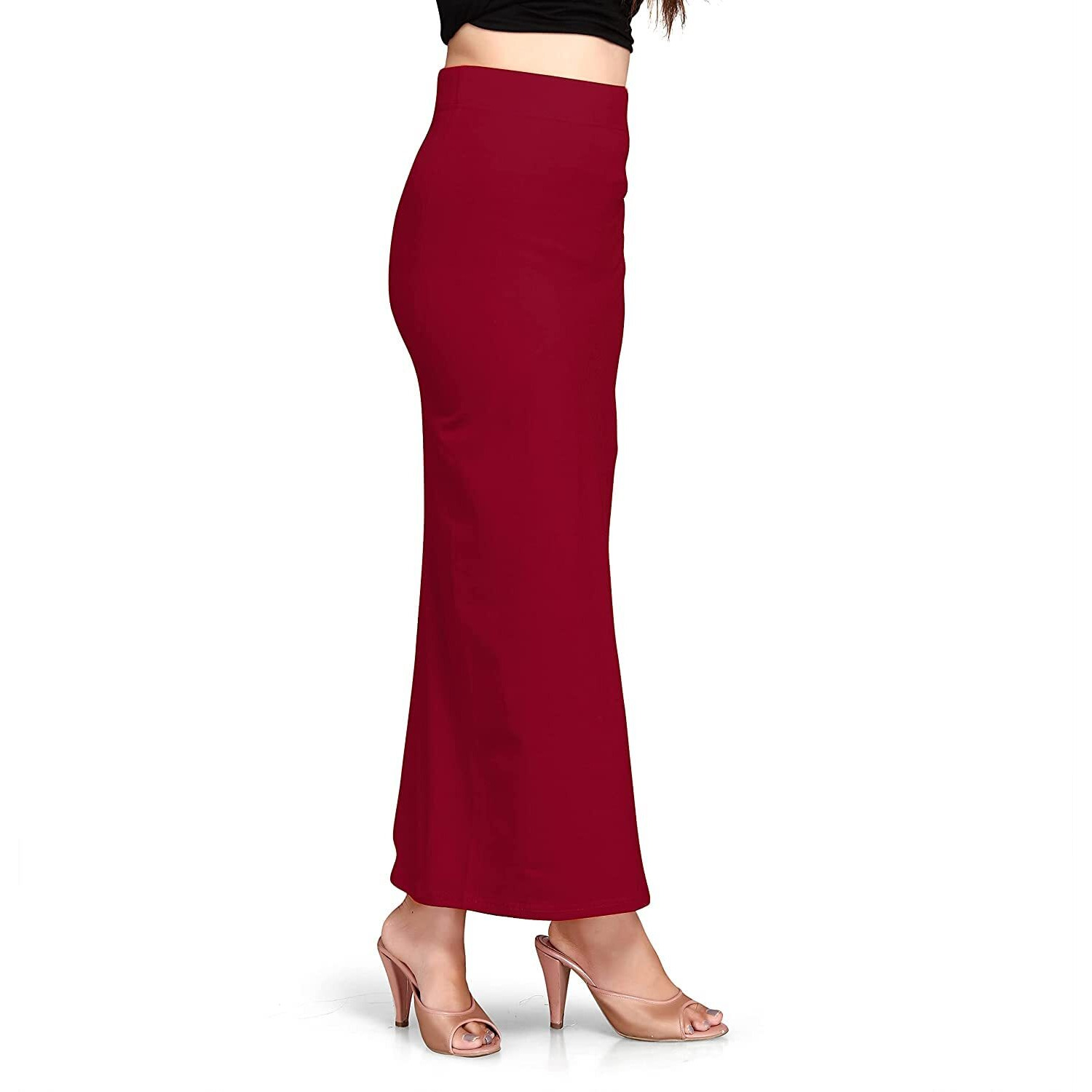ALYNE Lycra Saree Shapewear Petticoat for Women, Womens Blended Full-Elastic Saree Shapewear (M, MAROON)