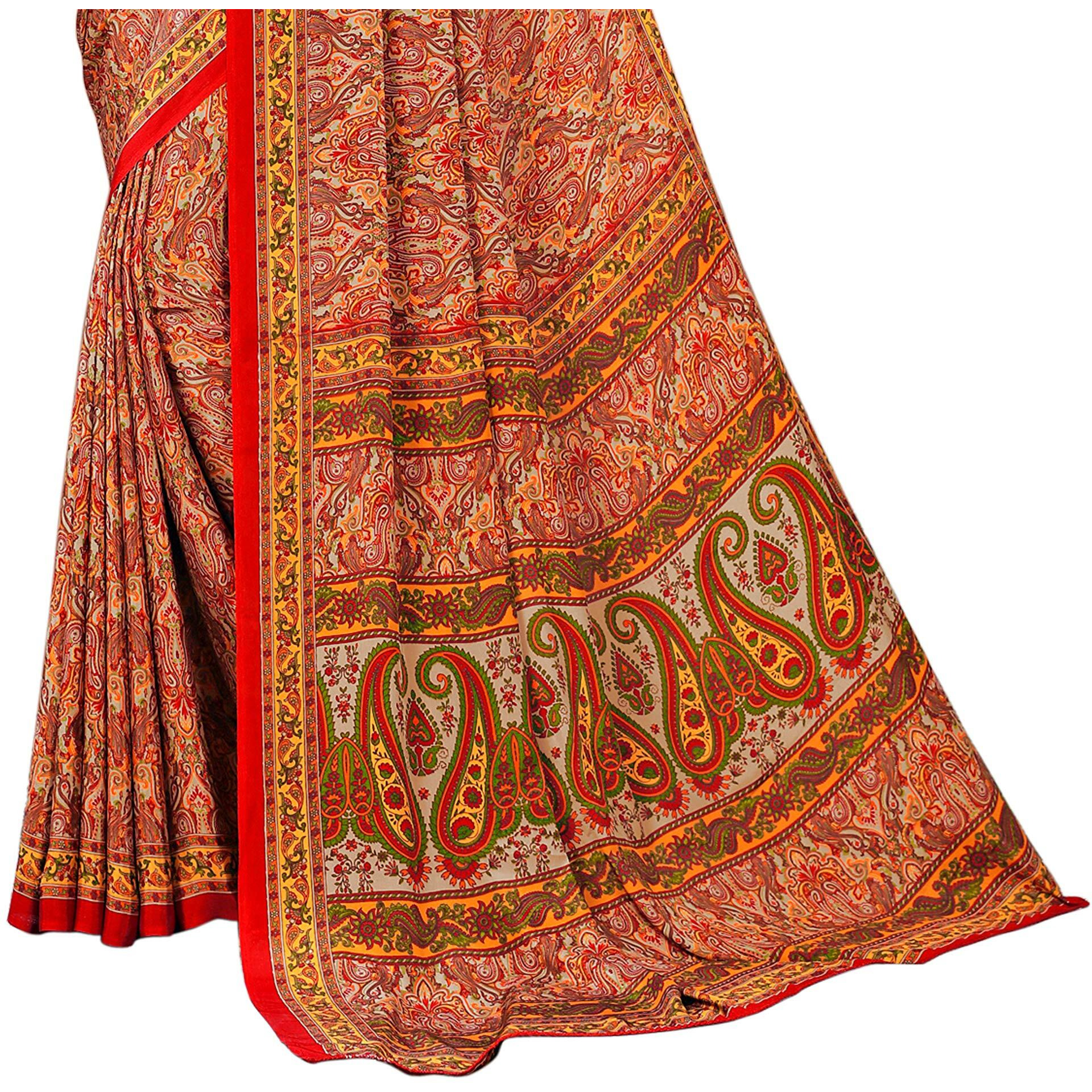 Jaanvi fashion Womens Crepe Silk Printed Saree With Blouse(ethnic-angle-8505-a,Red)