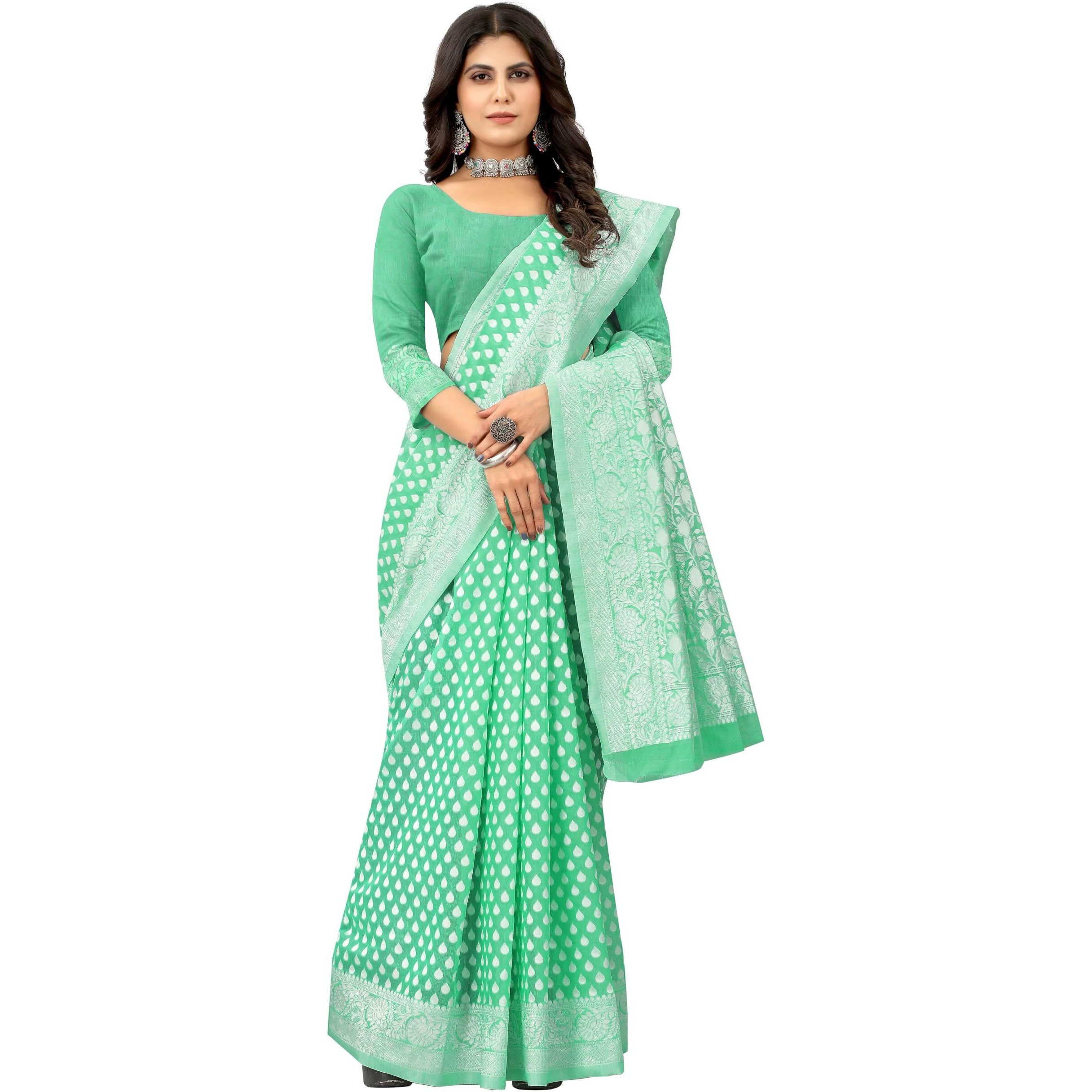 Sugathari Womens Banarasi Saree Pure Kanjivaram Silk Saree Soft new ladies 2023 Design Wear Pattu Sarees Latest Cotton Party Sari collections With Blouse Piece for Wedding sadi (SAM PARI-155 GREEN)