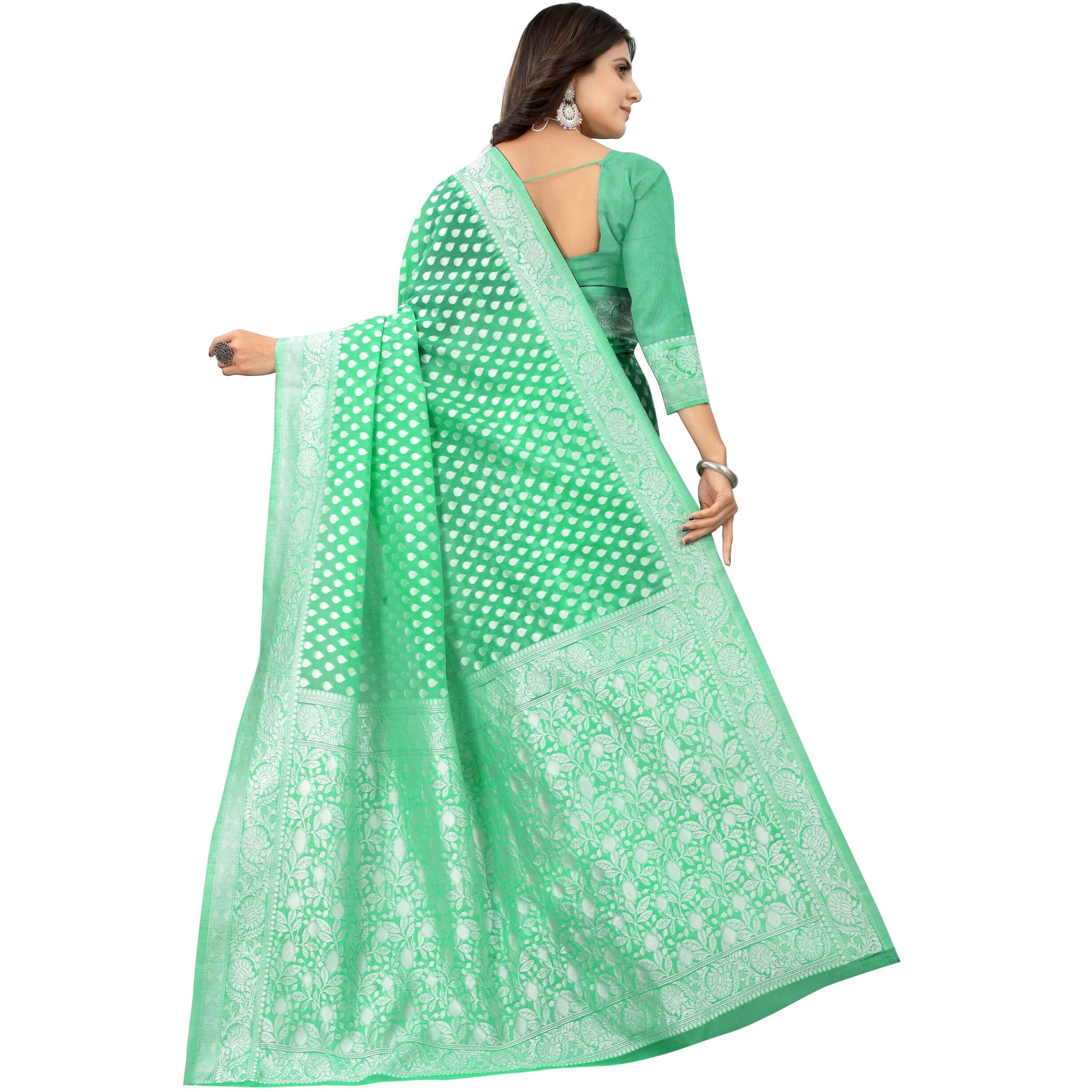 Sugathari Womens Banarasi Saree Pure Kanjivaram Silk Saree Soft new ladies 2023 Design Wear Pattu Sarees Latest Cotton Party Sari collections With Blouse Piece for Wedding sadi (SAM PARI-155 GREEN)