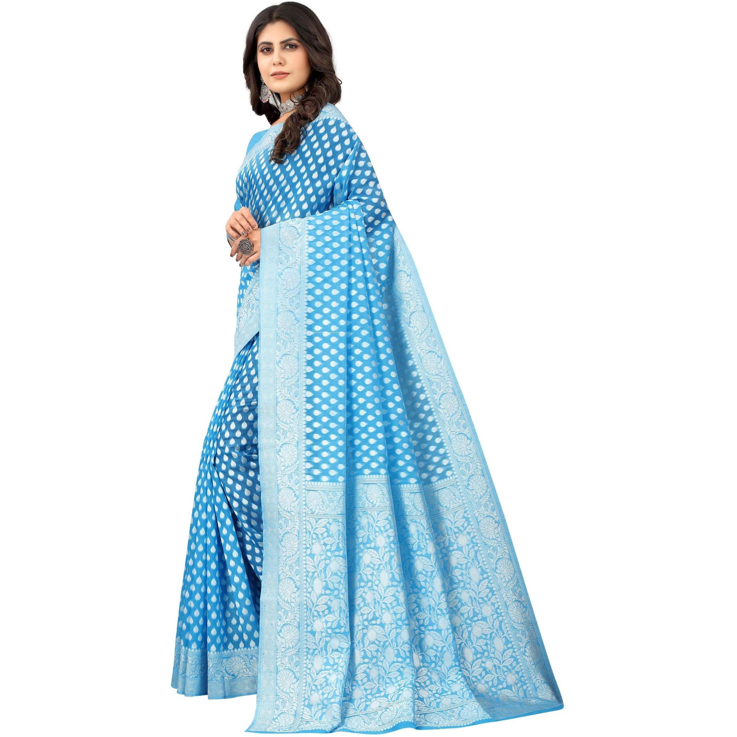 Sugathari Womens Banarasi Saree Pure Kanjivaram Silk Saree Soft new ladies 2023 Design Wear Pattu Sarees Latest Cotton Party Sari collections With Blouse Piece for Wedding sadi (SAM PARI-155 FIROZI)