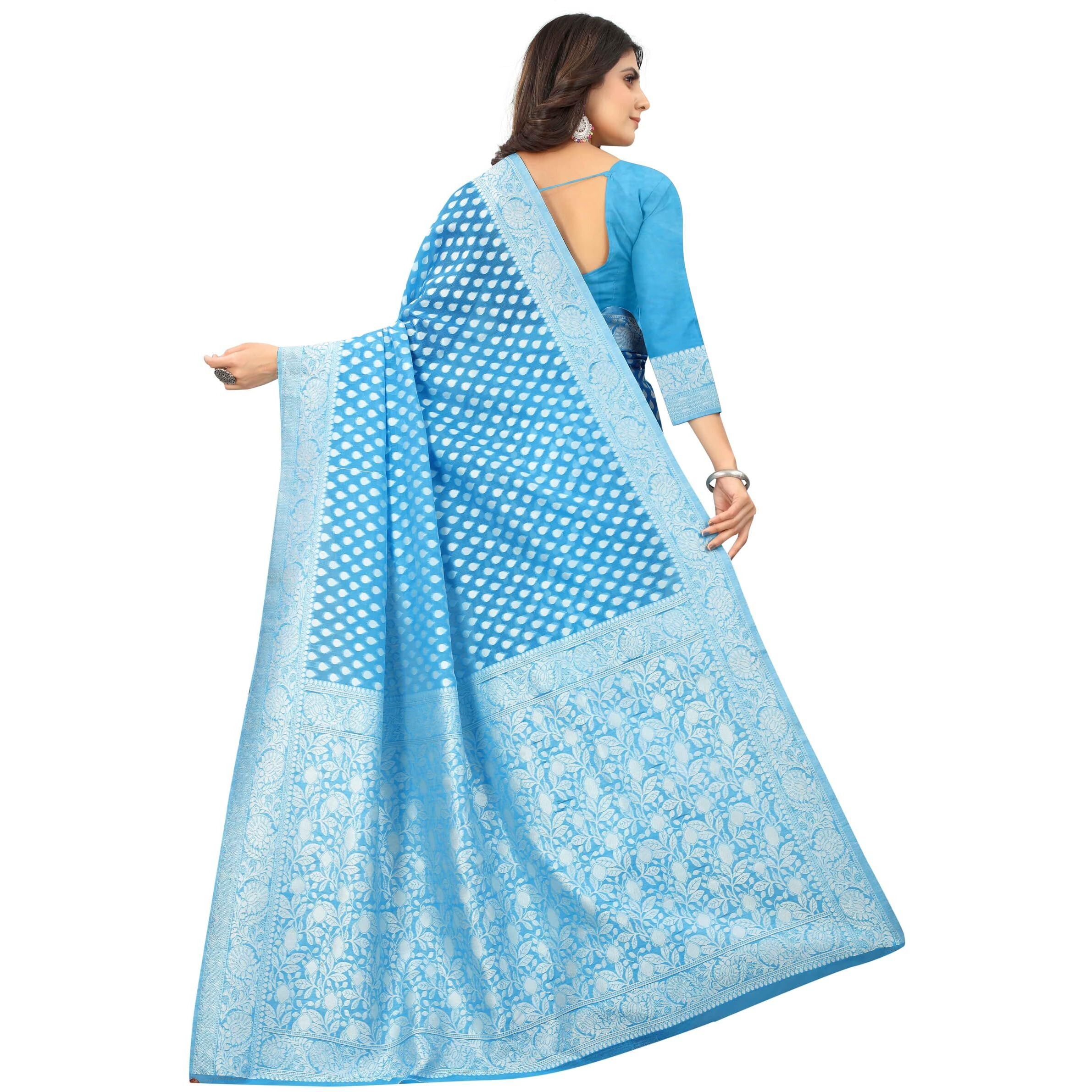 Sugathari Womens Banarasi Saree Pure Kanjivaram Silk Saree Soft new ladies 2023 Design Wear Pattu Sarees Latest Cotton Party Sari collections With Blouse Piece for Wedding sadi (SAM PARI-155 FIROZI)