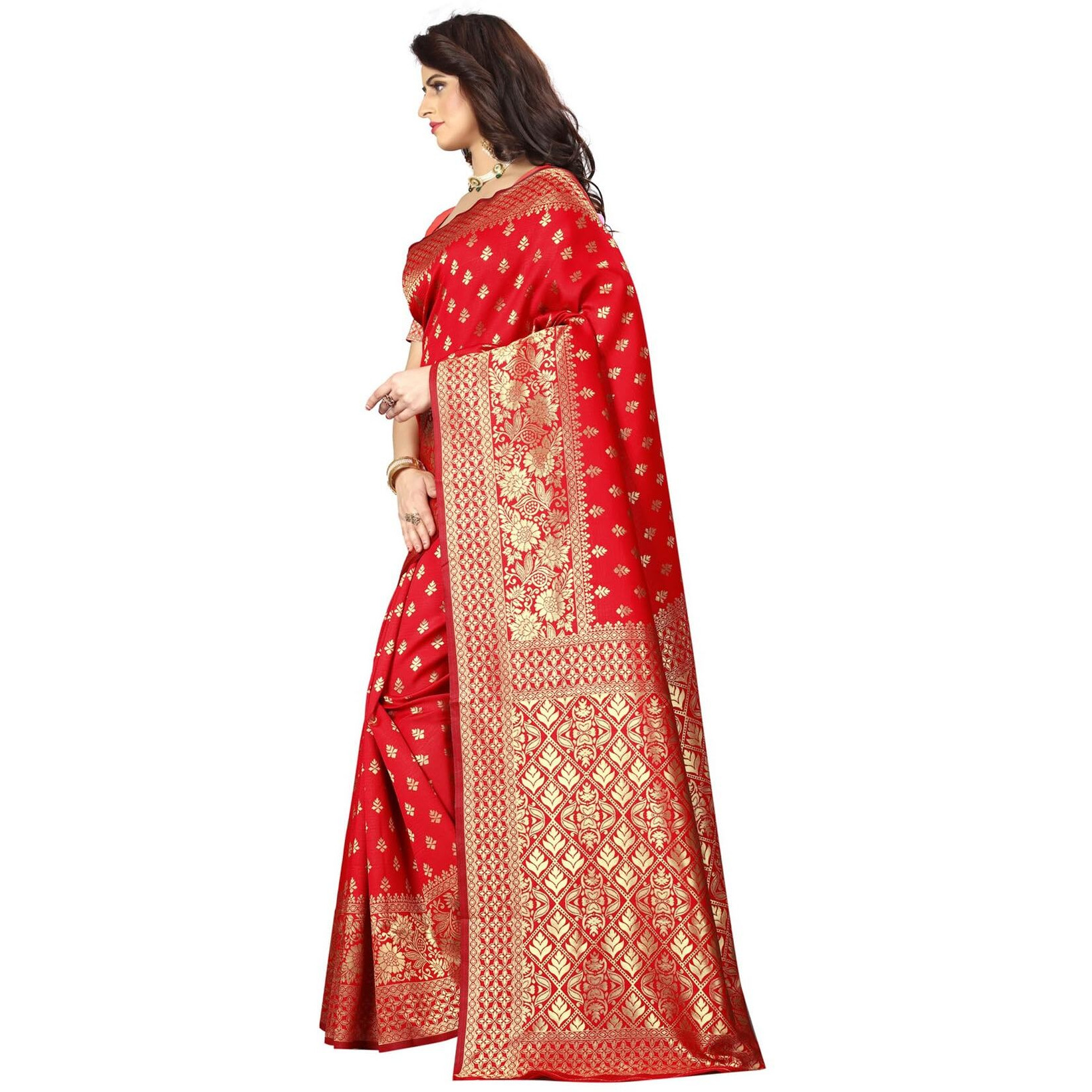 Sugathari Womens Banarasi Saree Pure Kanjivaram Silk Saree Soft new ladies 2023 Design Wear Pattu Sarees Latest Cotton Party Sari collections With Blouse Piece for Wedding sadi (PARI 73 RED)