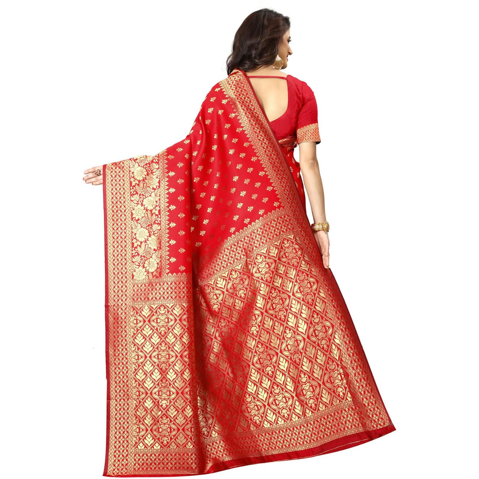Sugathari Womens Banarasi Saree Pure Kanjivaram Silk Saree Soft new ladies 2023 Design Wear Pattu Sarees Latest Cotton Party Sari collections With Blouse Piece for Wedding sadi (PARI 73 RED)