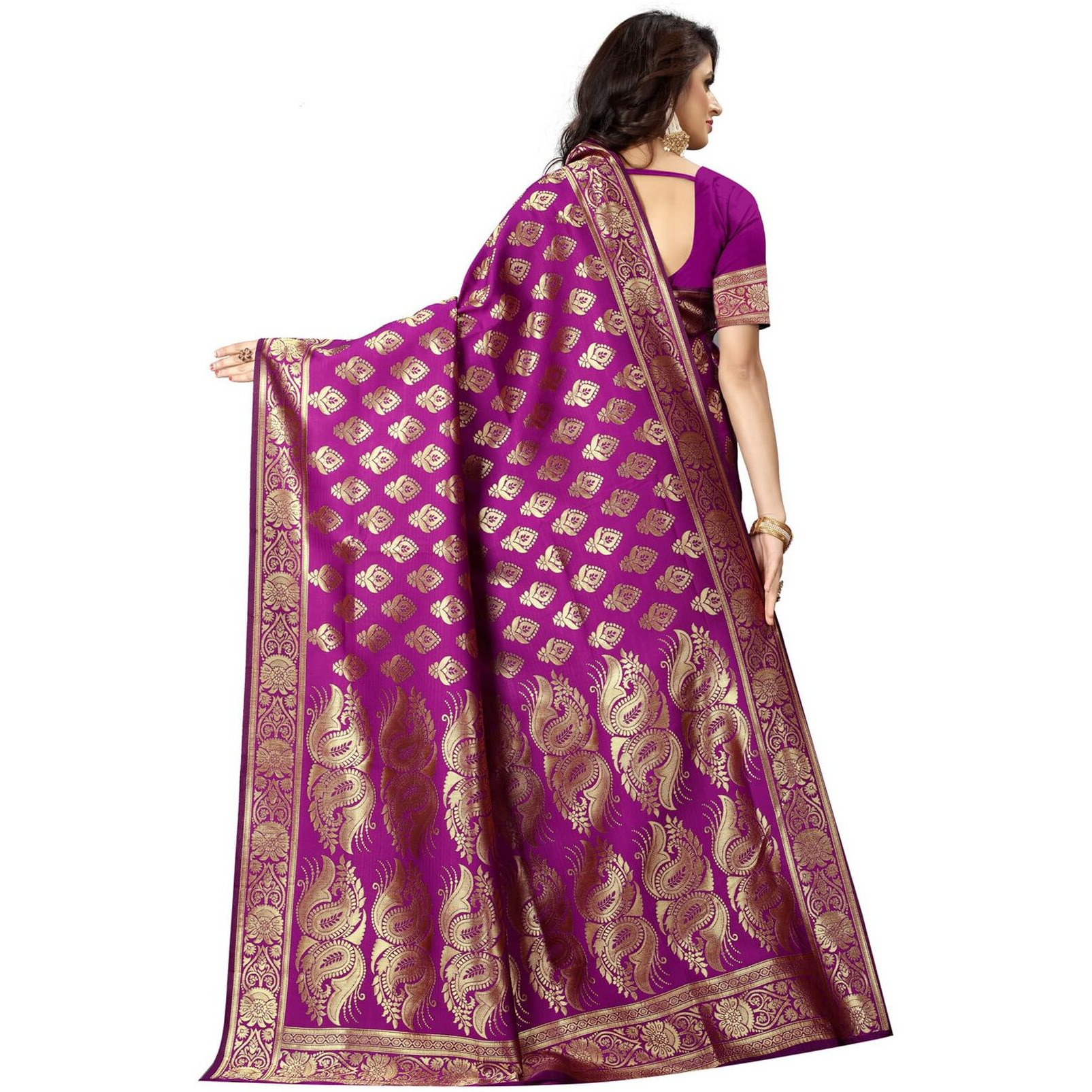 Sugathari Womens Banarasi Saree Pure Kanjivaram Silk Saree Soft new ladies 2023 Design Wear Pattu Sarees Latest Cotton Party Sari collections With Blouse Piece for Wedding sadi (PARI 75 PURPLE)