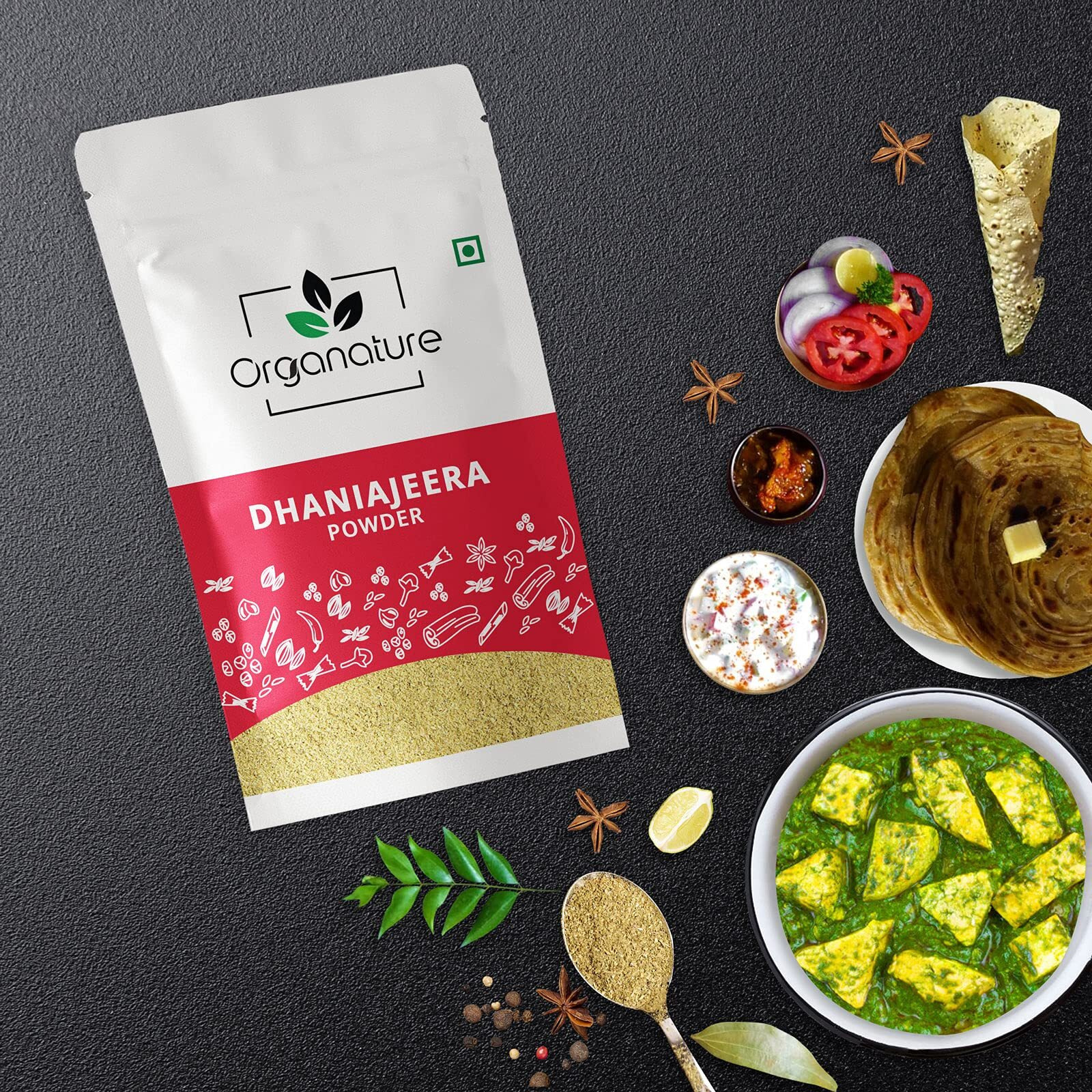 Organature Fresh Indian Masala Cumin Coriander Powder | Jeera Dhania Powder (Mixed Powder) - Pack of (350 Grams)