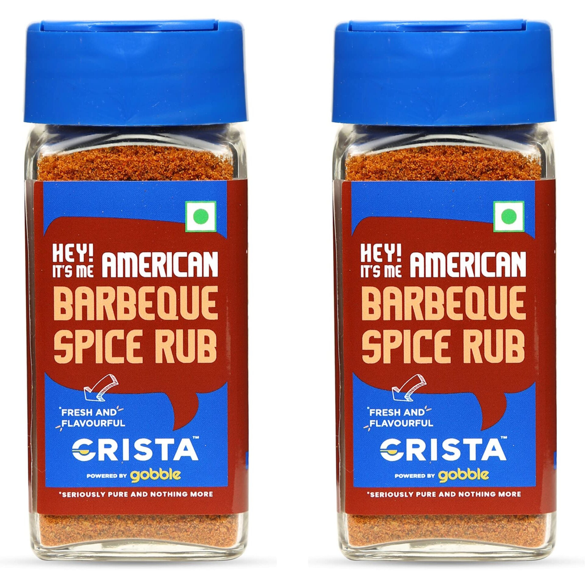CRISTA SERIOUSLY PURE AND NOTHING MORE American Bbq Spice Rub|Spices Blend|Bbq Seasoning For Vegetables & Paneer|Zero Added Colours,Fillers,Additives & Preservatives|50 G Each|Pack Of 2