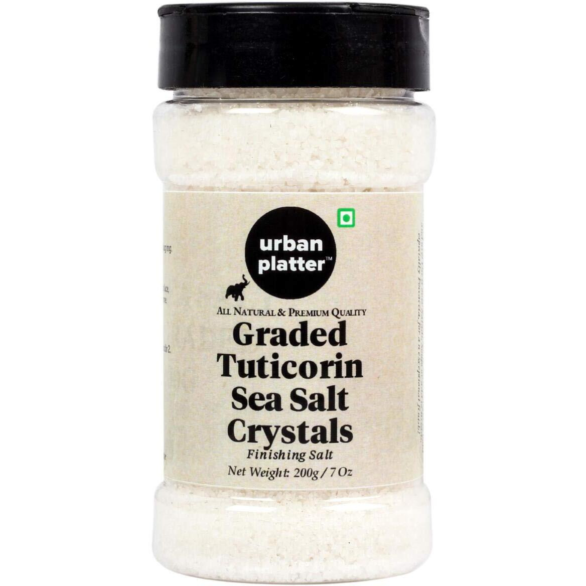 Urban Platter Graded Tuticorin Sea Salt Crystals Shaker Jar, 200g / 7oz [Finishing Salt]