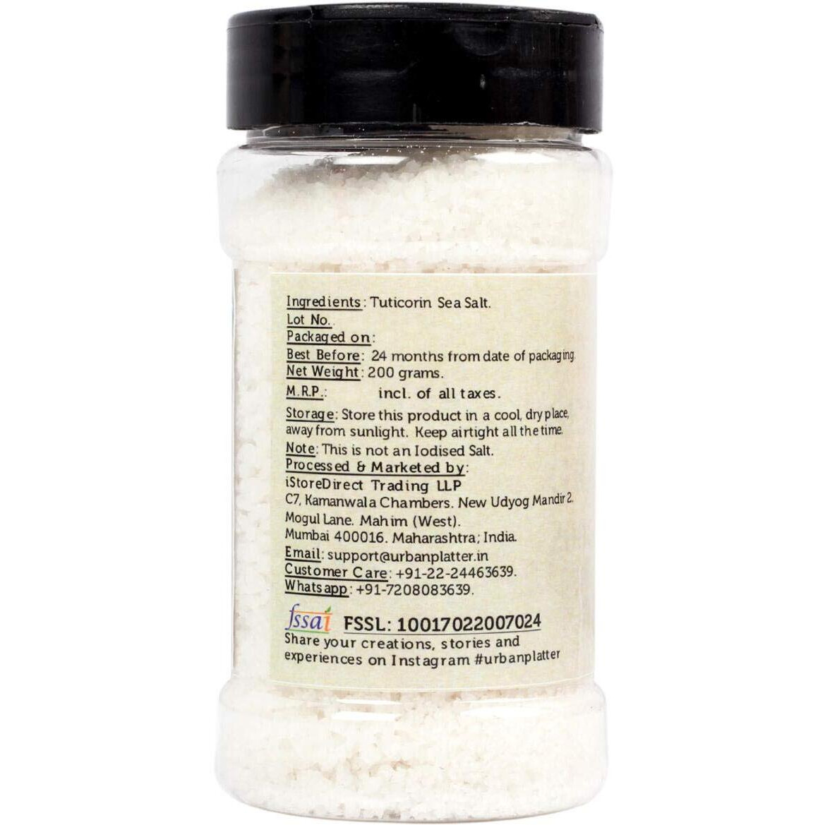Urban Platter Graded Tuticorin Sea Salt Crystals Shaker Jar, 200g / 7oz [Finishing Salt]