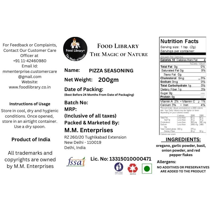 Food Library Pizza Seasoning - Mix Herbs (200)