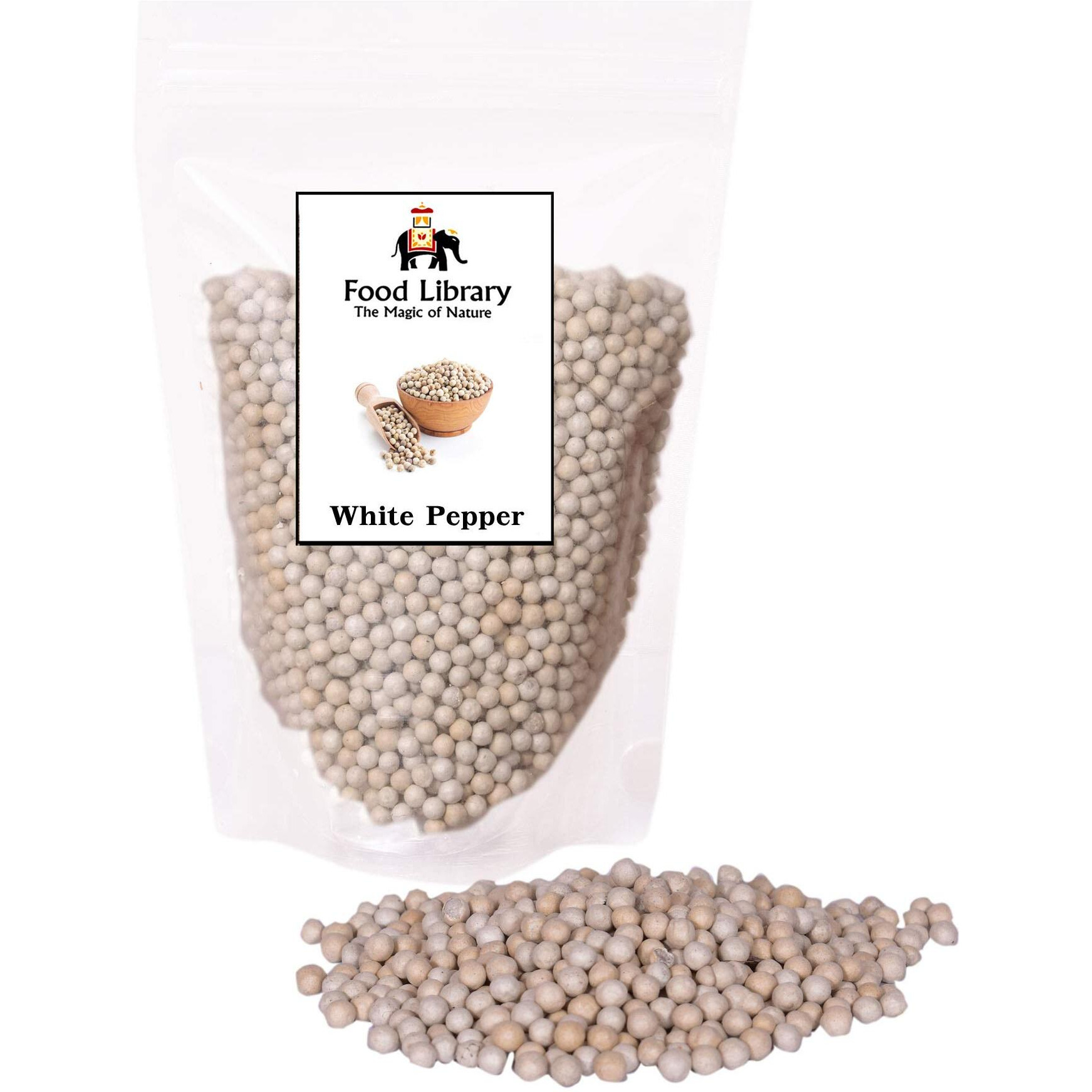 Food Library Whole White Peppercorn (Sabut Safed Mirch) (400gm)