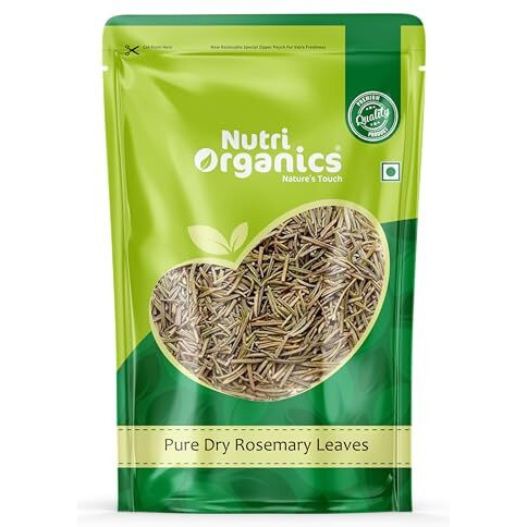 NutriOrganics Rosemary Dried Leaves - 50gm | Rosemary Leaves for hair growth & Food 50g