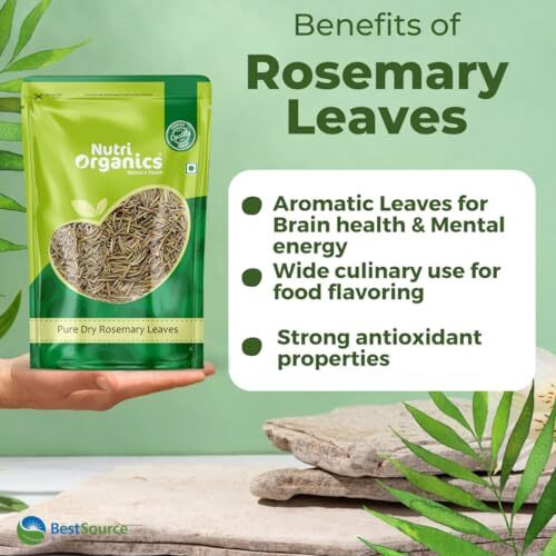 NutriOrganics Rosemary Dried Leaves - 50gm | Rosemary Leaves for hair growth & Food 50g