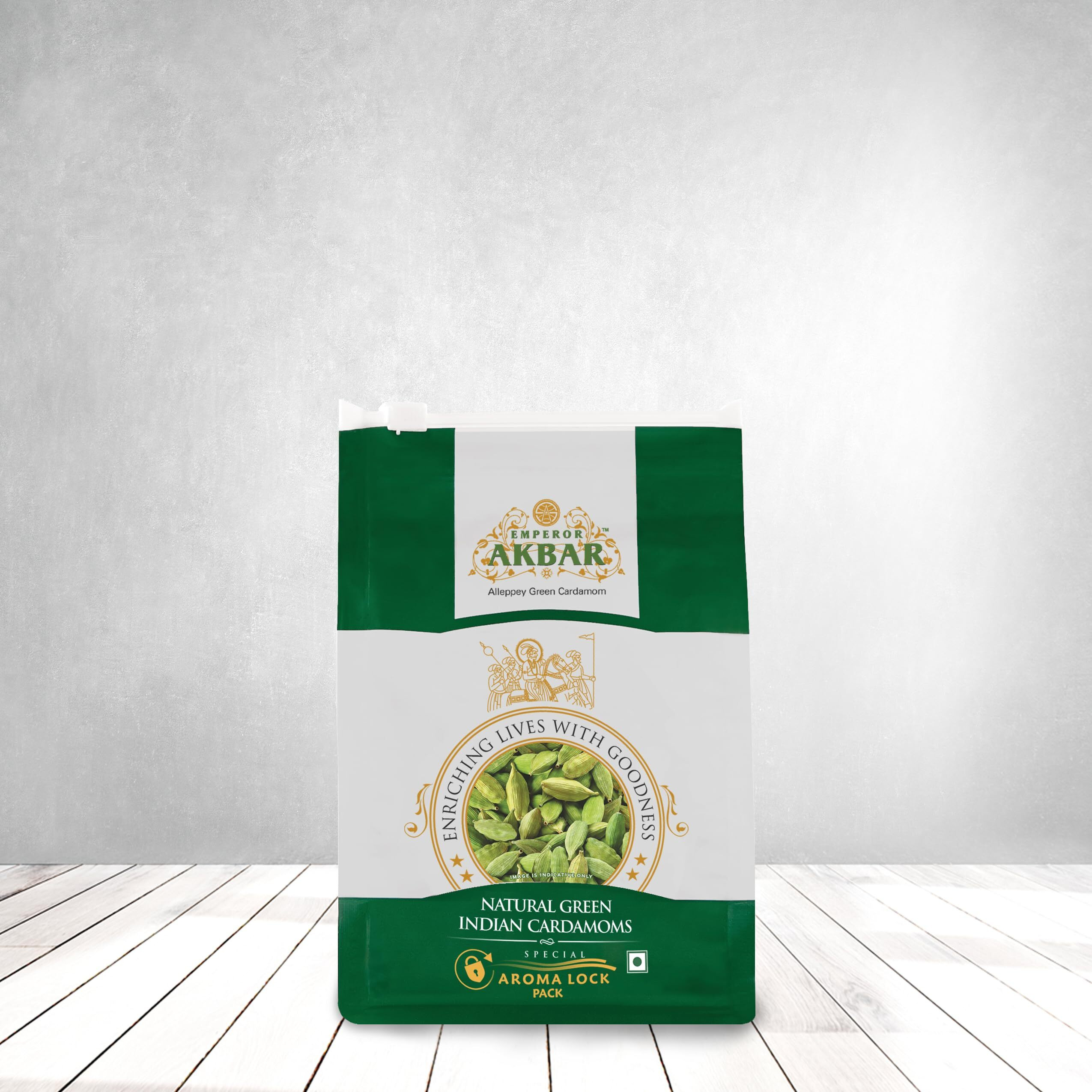 Emperor Akbar Cardamom (Elaichi)- 50g - Green Cardamom in Superior Aroma-lock Pack (Green Grade  7 to 8mm)