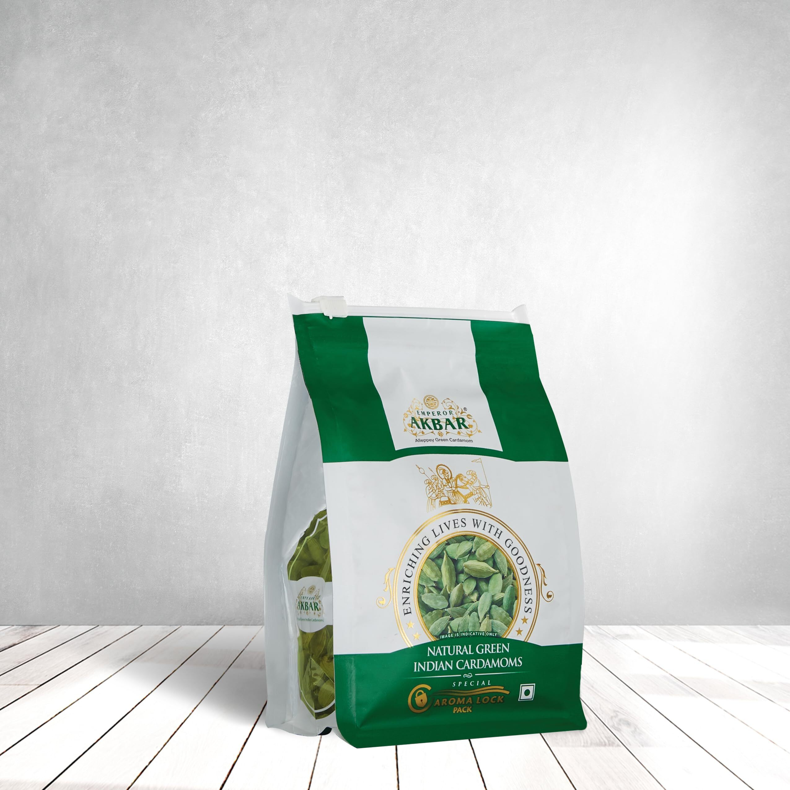 Emperor Akbar Cardamom (Elaichi)- 50g - Green Cardamom in Superior Aroma-lock Pack (Green Grade  7 to 8mm)