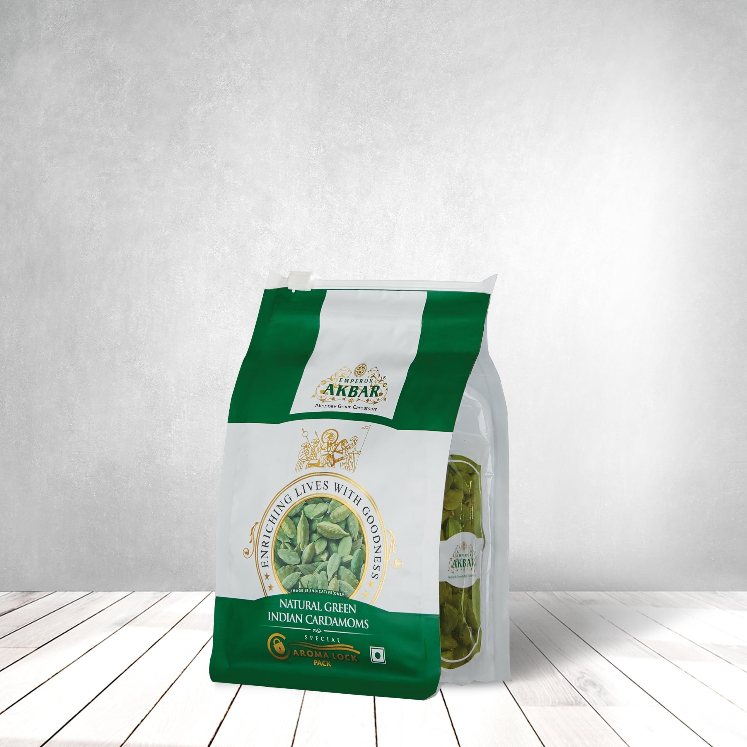 Emperor Akbar Cardamom (Elaichi)- 50g - Green Cardamom in Superior Aroma-lock Pack (Green Grade  7 to 8mm)