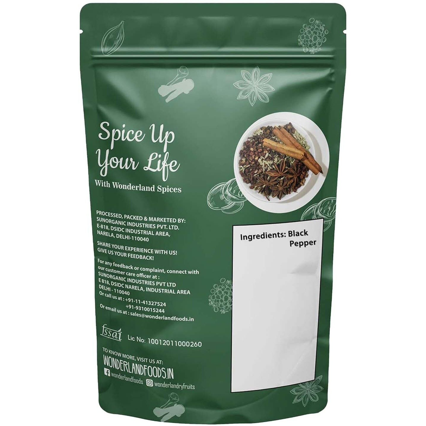 WONDERLAND FOODS Whole Spices Black Pepper Kali Mirch (250g)